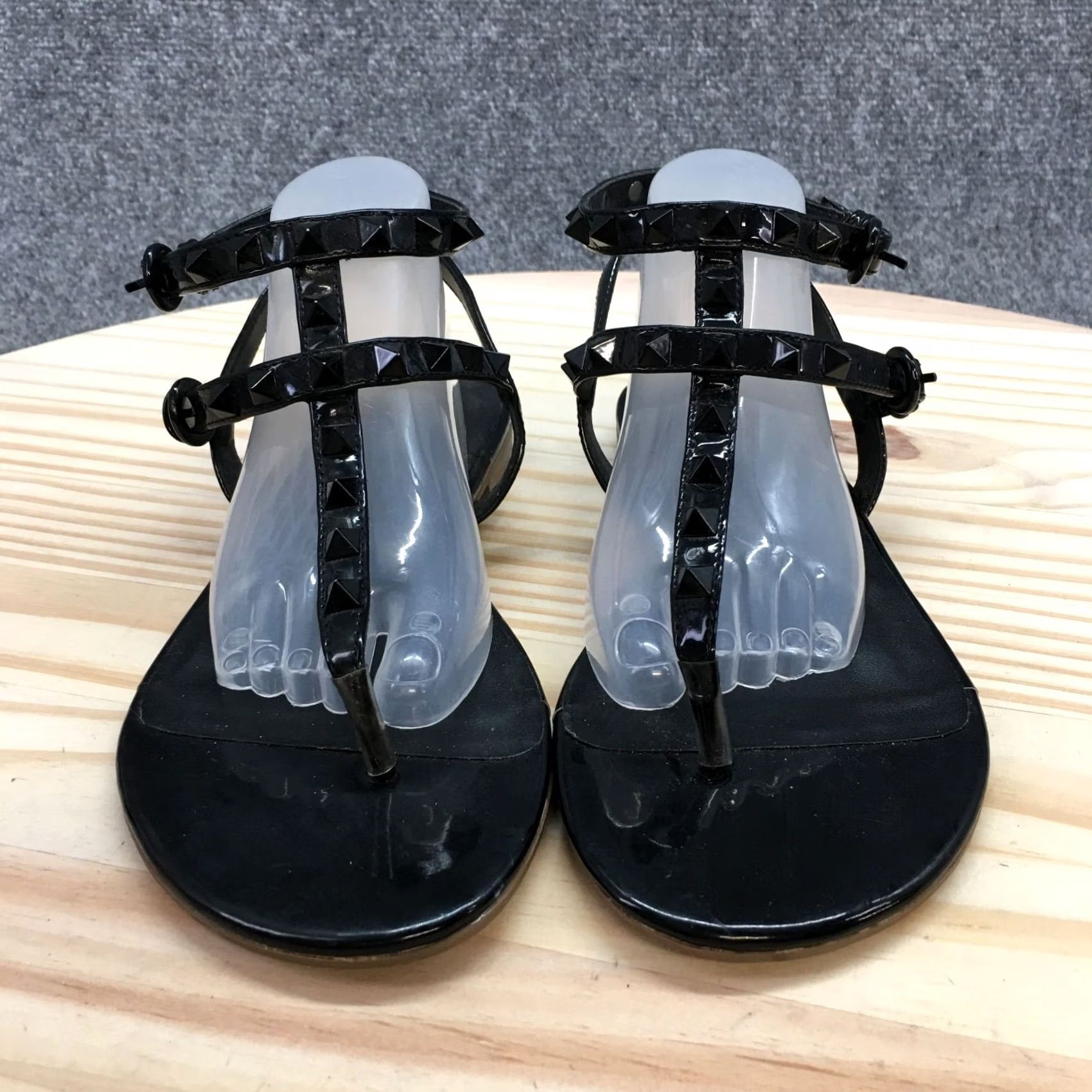 Vintage Michael Sandals Gladiator Flat Womens 6 Black Buckle Lani Rockstud Tonal Stud Flats Shoes Size US 6 / IT 36 - 4 Thumbnail