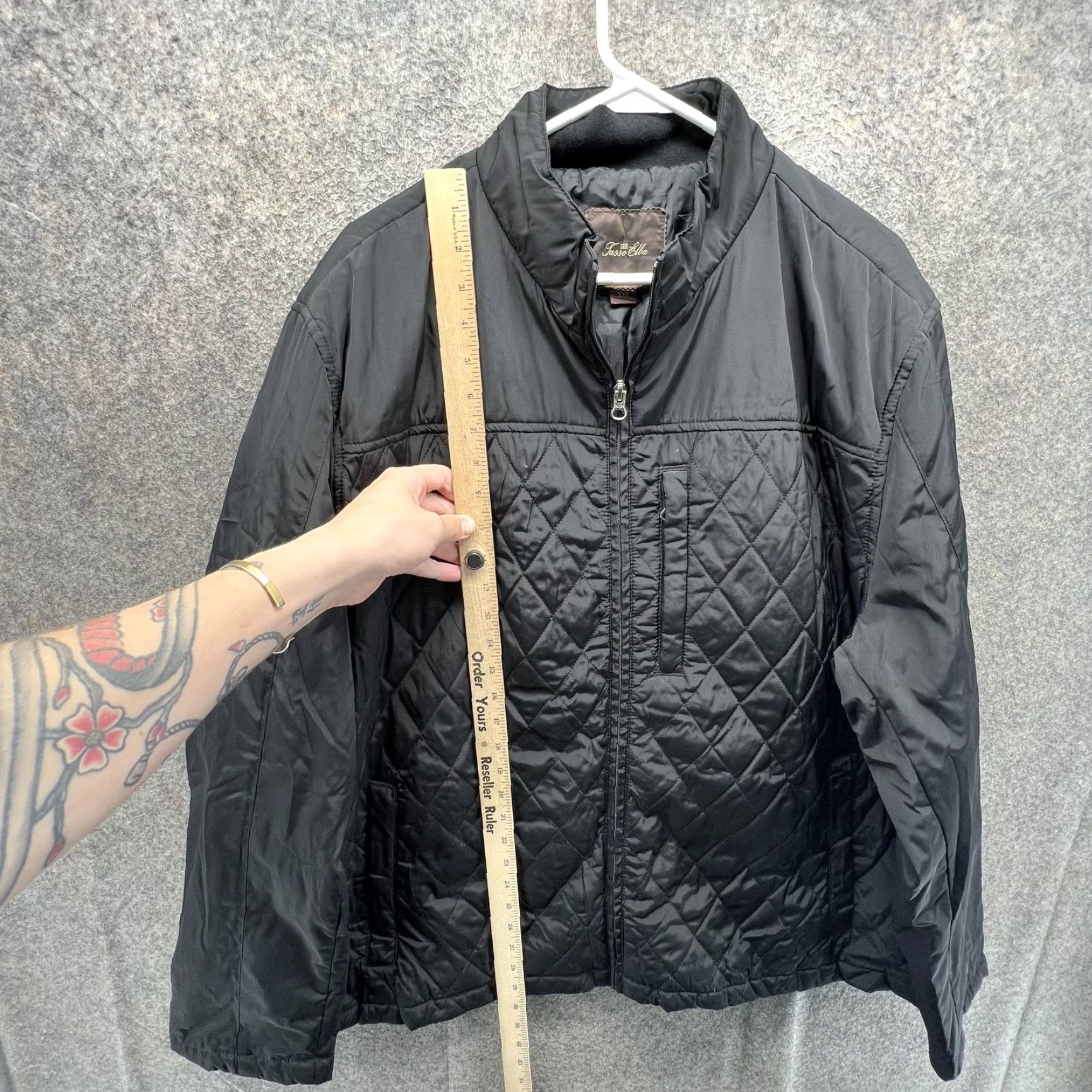 Tasso Elba Tasso Elba Jacket Mens 2XL Black Quilted Full Zip Stand Collar Casual Warm Regular My Logo Pockets Size US XXL / EU 58 / 5 - 7 Thumbnail