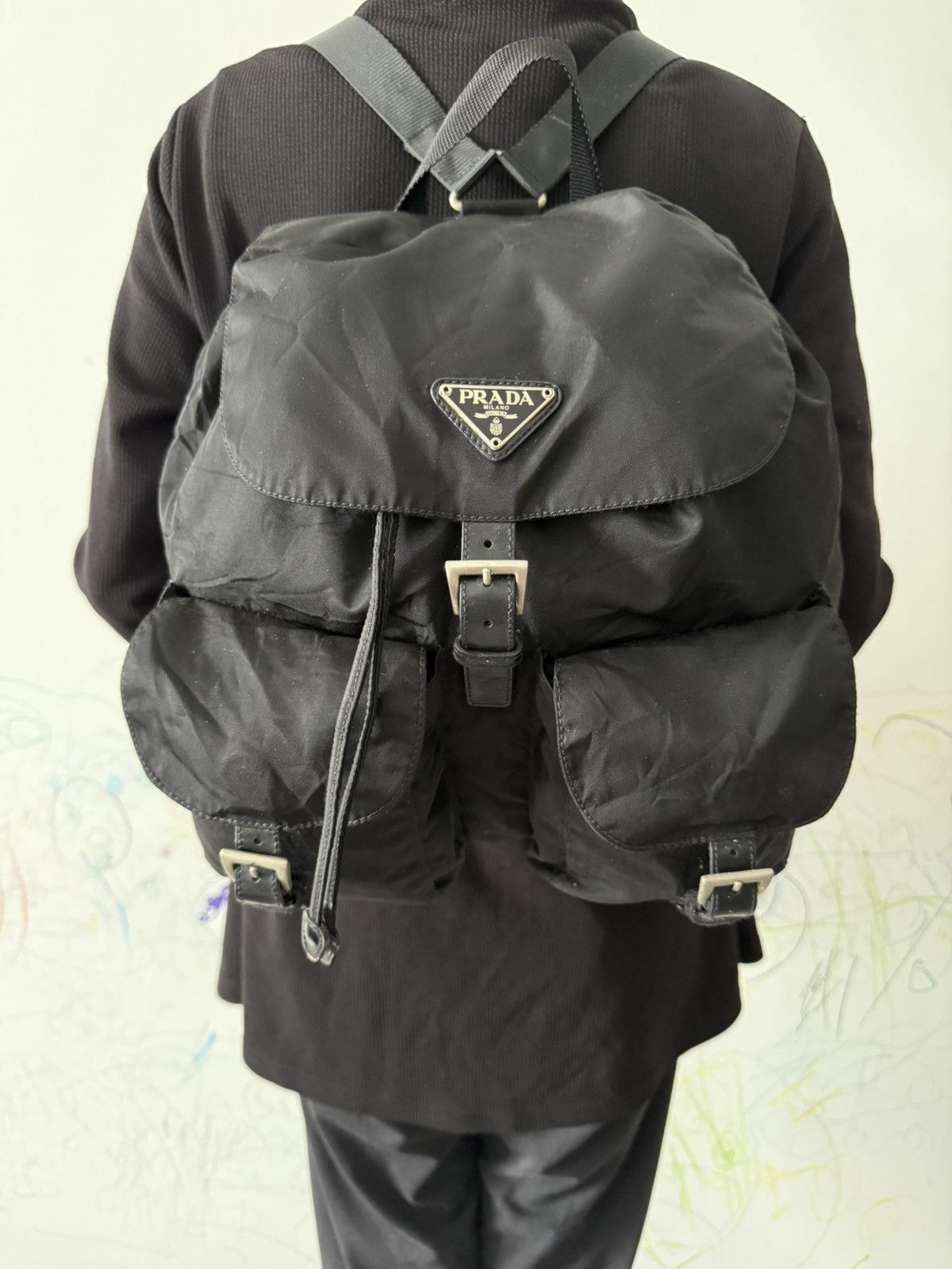 Prada Vintage Prada Black Large Backpack Size ONE SIZE - 1 Thumbnail