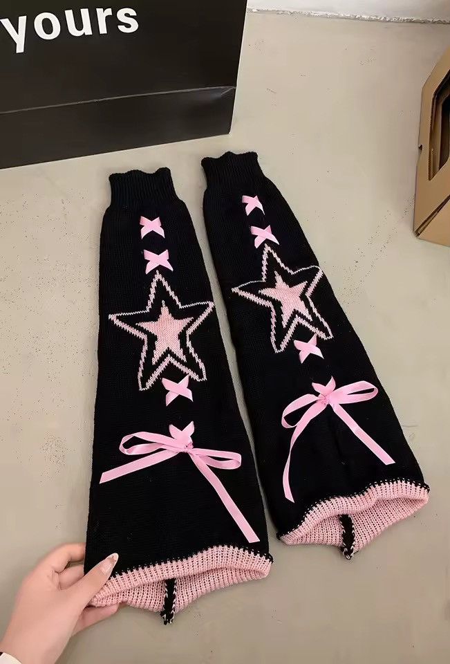 Other Y2K Knit Leg Warmers / Star Bow / JK Girls Inspired Size ONE SIZE - 3 Thumbnail