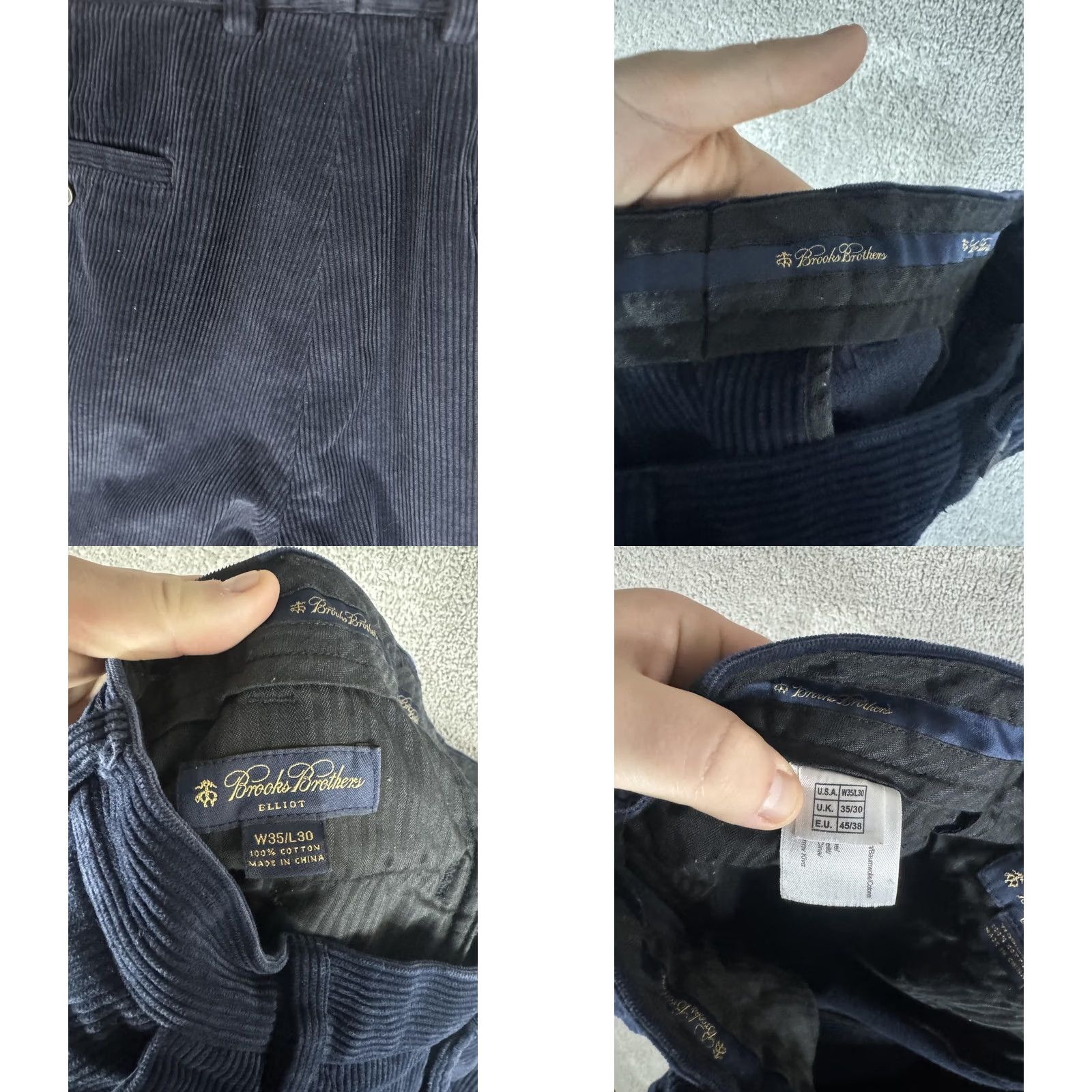 Brooks Brothers Brooks Brothers Elliot Corduroy Dress Pants Mens 35x30 Blue Pleated Cuffed Pockets Front Zip Tie Belt Loop Size US 35 - 9 Thumbnail