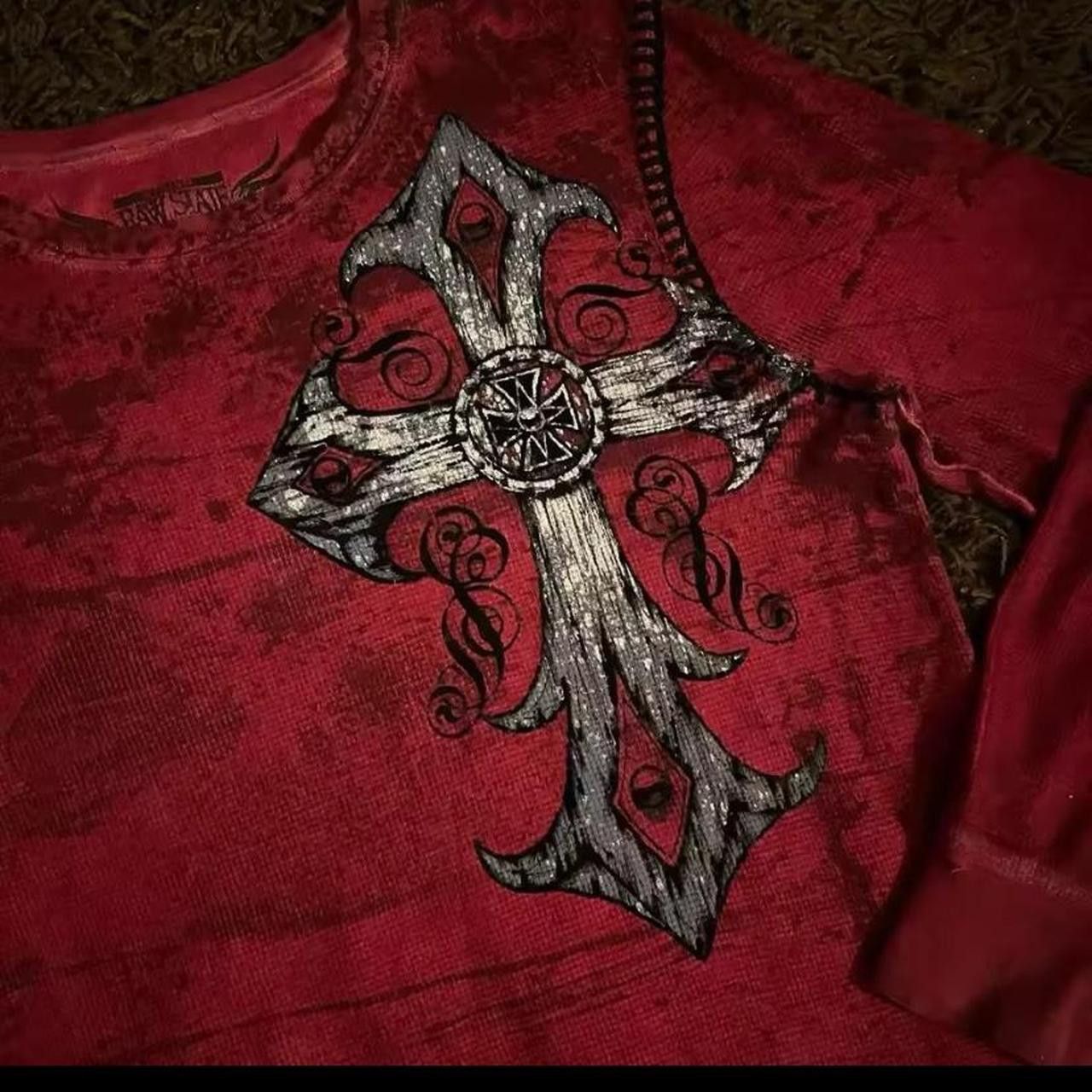 Affliction × Designer × Japanese Brand Red 'Redemption' Affliction Longsleeve Size US XL / EU 56 / 4 - 3 Thumbnail