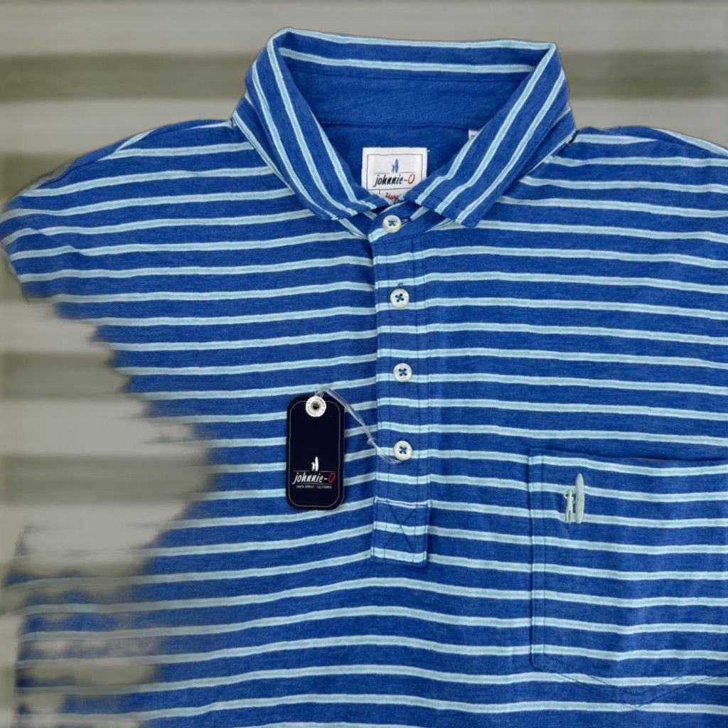 Johnnie-O Mens XL Hangin Out Matthis Polo Shirt Blue Striped Golf Casual NWT