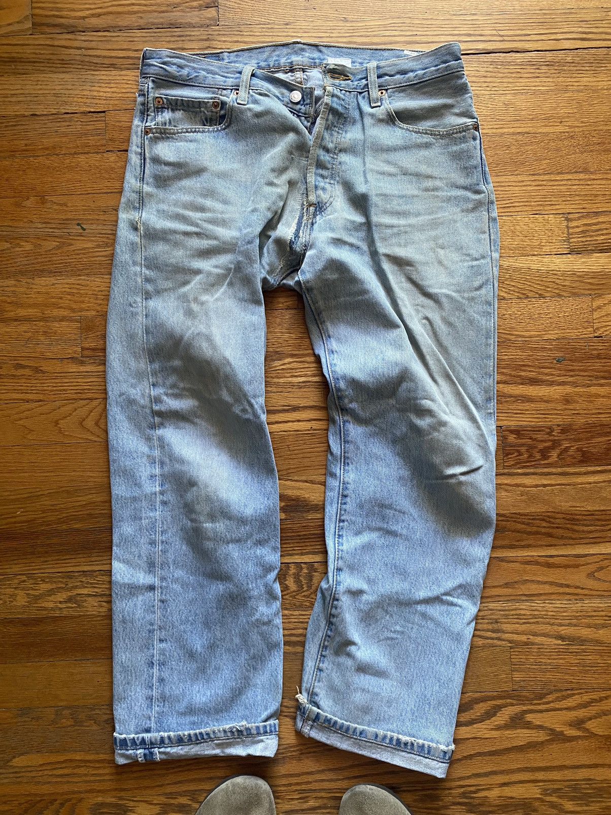 image of Levis x Levis Vintage Clothing 90's Vintage Distressed Washed Faded Levi’S in Blue, Men's (Size 34)