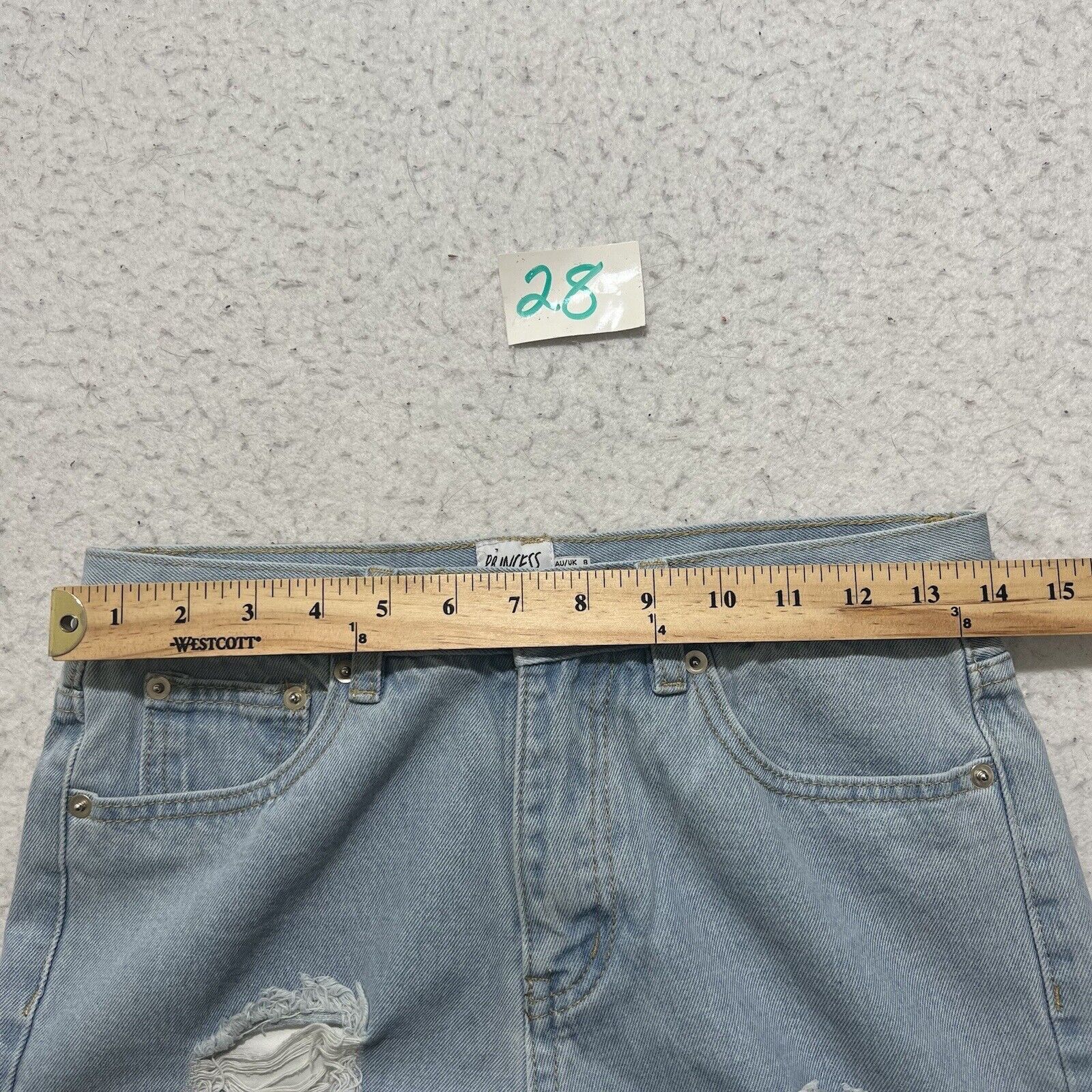 PRINCESS POLLY Princess Polly 4 (28x25) Straight Leg High Rise Ripped Jeans Size 27" / US 4 / IT 40 - 8 Thumbnail