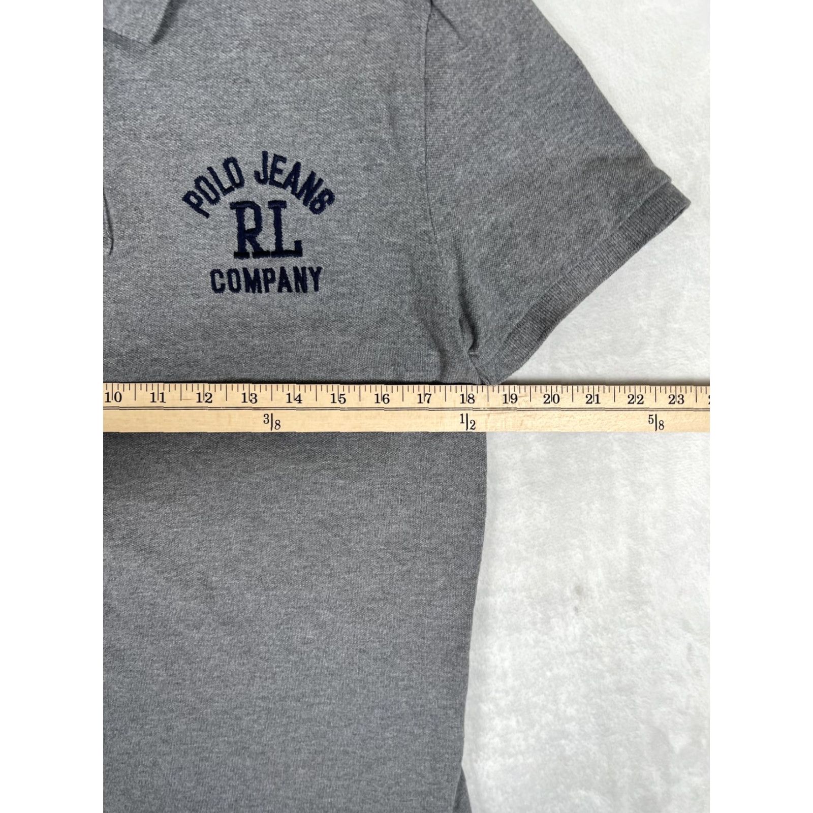 Vintage Polo Jeans Company Polo Shirt Mens Medium Gray RL Logo 67 Sleeve Patch Short Sleeve Knit Cotton Casual Summer 100% Cotton Mens Size US M / EU 48-50 / 2 - 6 Thumbnail