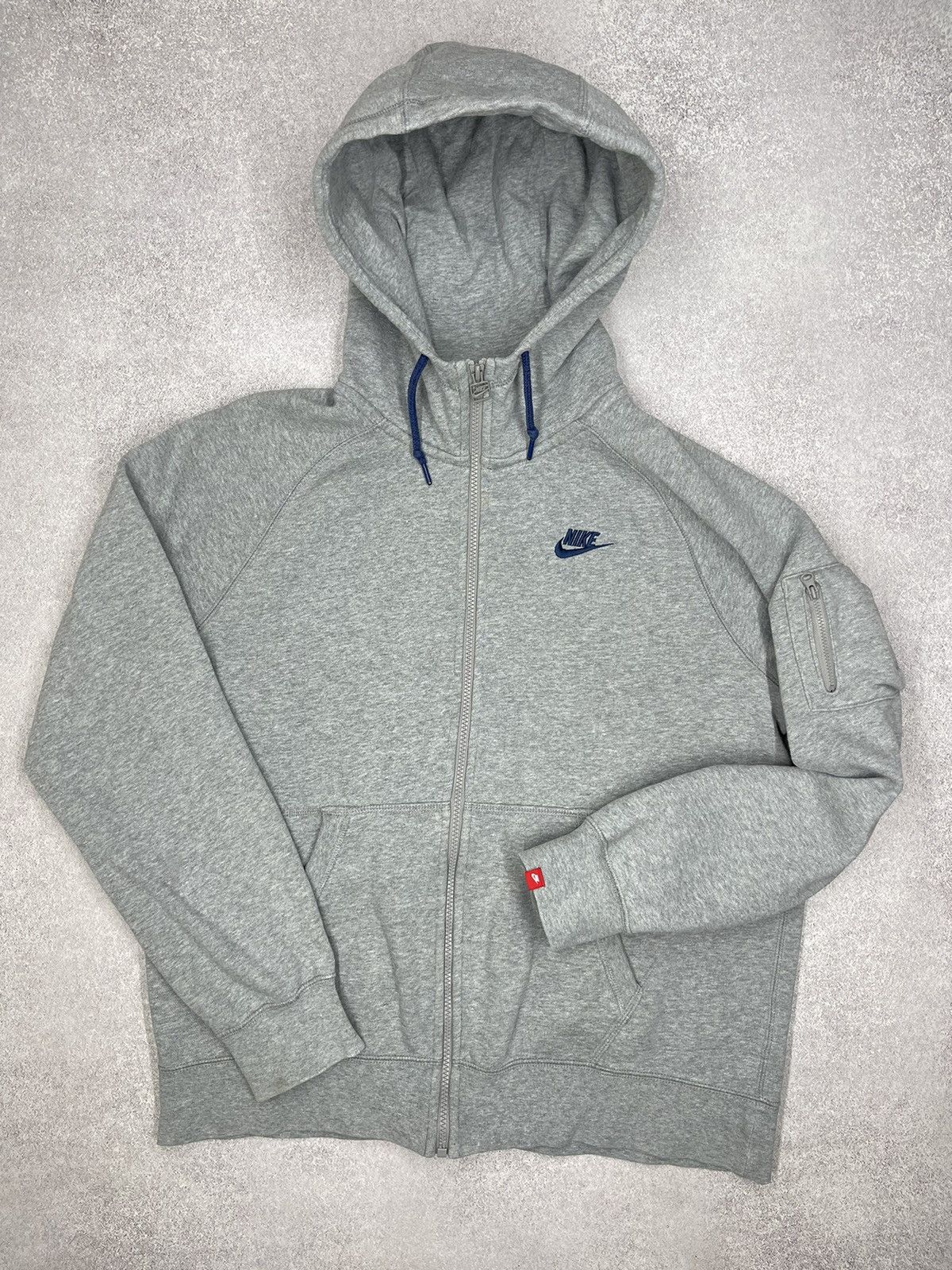 Vintage Nike AW77 Zip Hoodie Grey Small Swoosh Logo Y2K