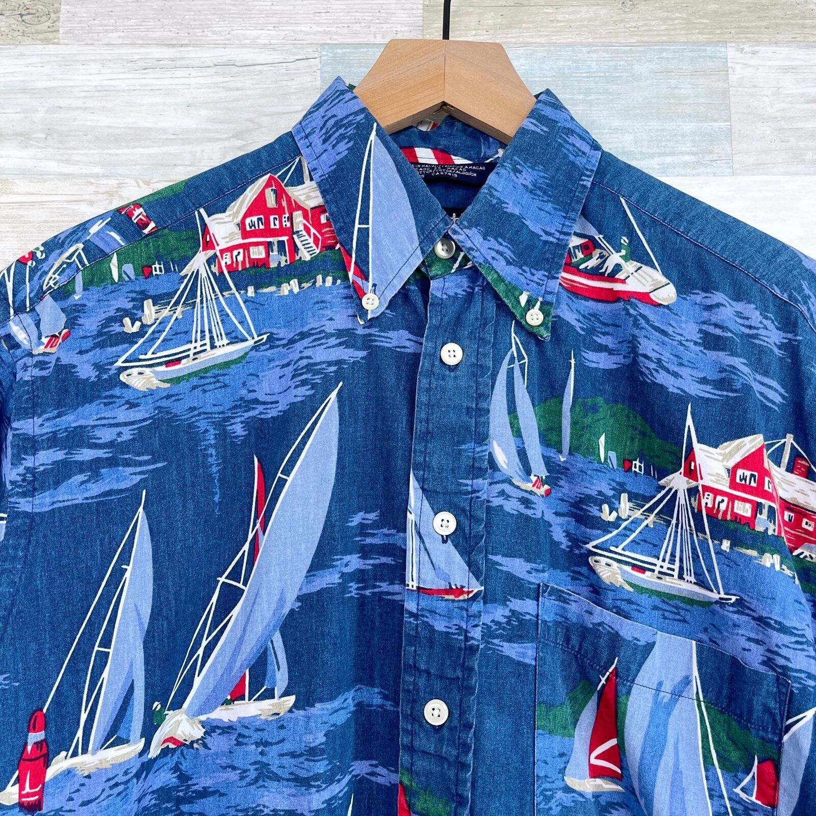 Nautica Nautica Vintage 90s Sailing Graphic Button Down Shirt Blue M Size US M / EU 48-50 / 2 - 2 Thumbnail