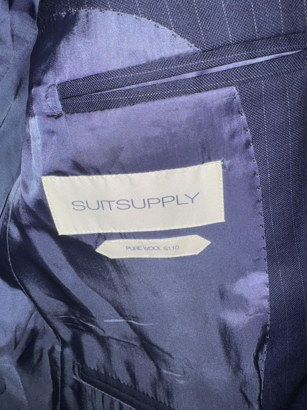Suitsupply SUIT SUPPLY 100% WOOL VITALE NAVY PINSTRIPE SUIT JACKET Size 40R - 4 Thumbnail