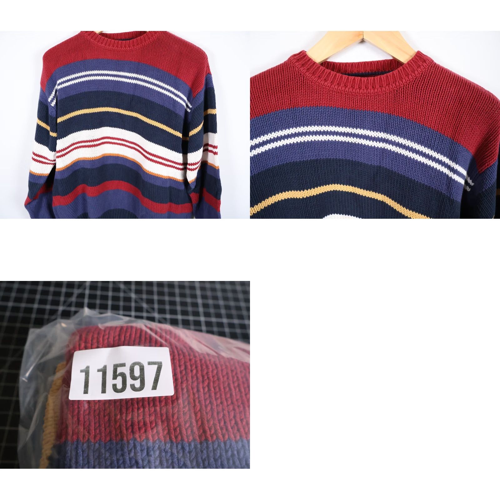 Dockers VINTAGE Dockers Sweater Men's Large Red Blue Stripe Chunky Knit Pullover Casual 90s Preppy Shirt/Top Size US L / EU 52-54 / 3 - 8 Thumbnail