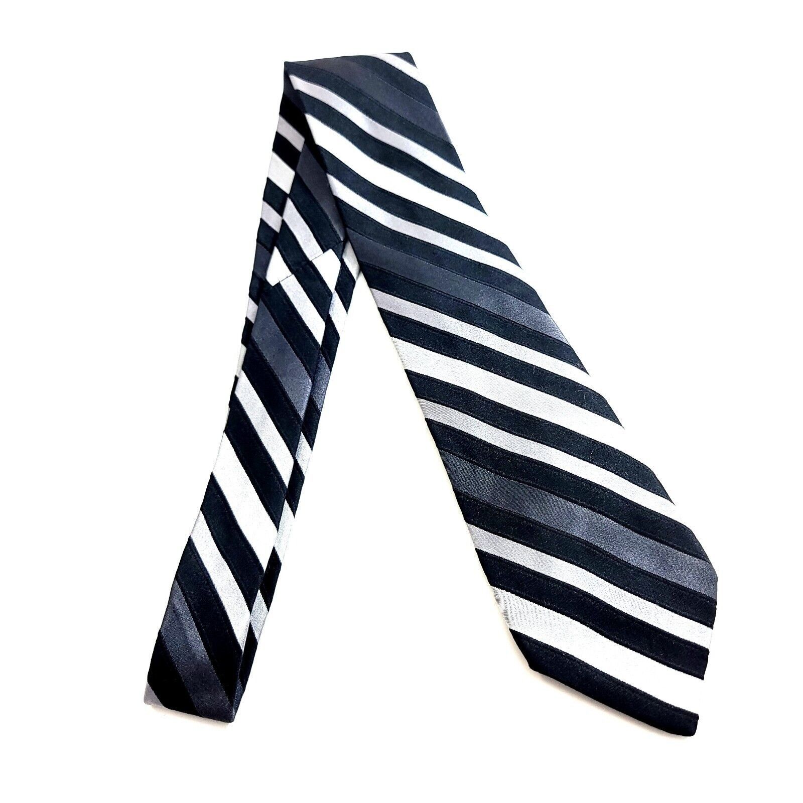Croft & Barrow Croft & Barrow Gray Black Striped Woven Silk Tie Size ONE SIZE - 6 Thumbnail