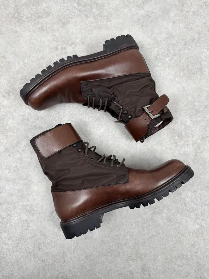 Prada FW1999 Prada Brown Leather High Ankle Military Boots Size US 7 / EU 40 - 3 Thumbnail