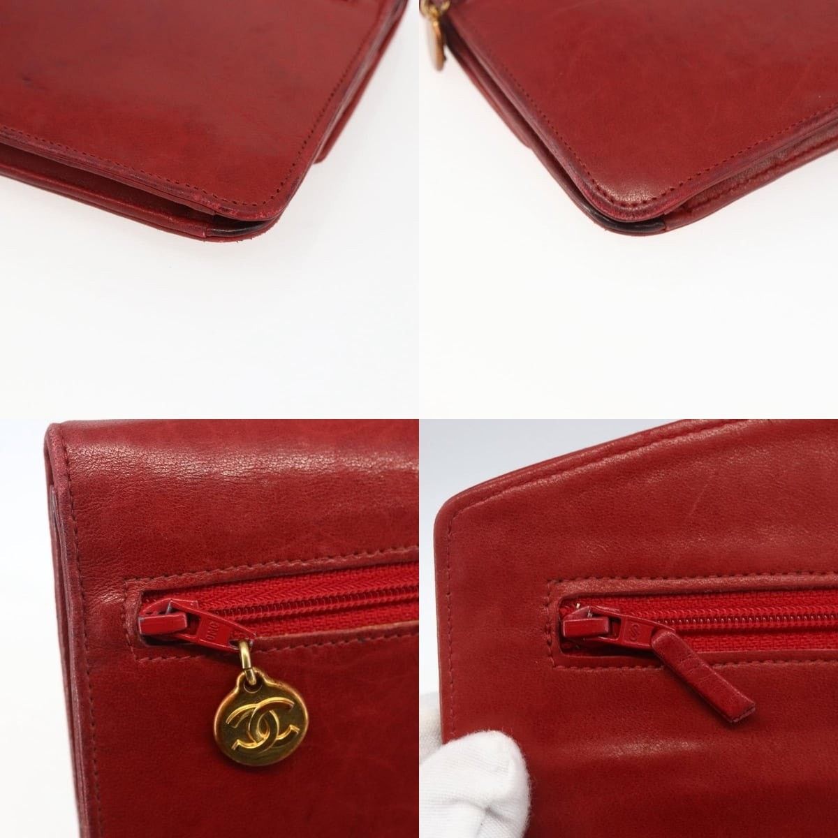 Chanel Chanel Long Wallet Caviar Skin Red Gold CC Size ONE SIZE - 6 Thumbnail
