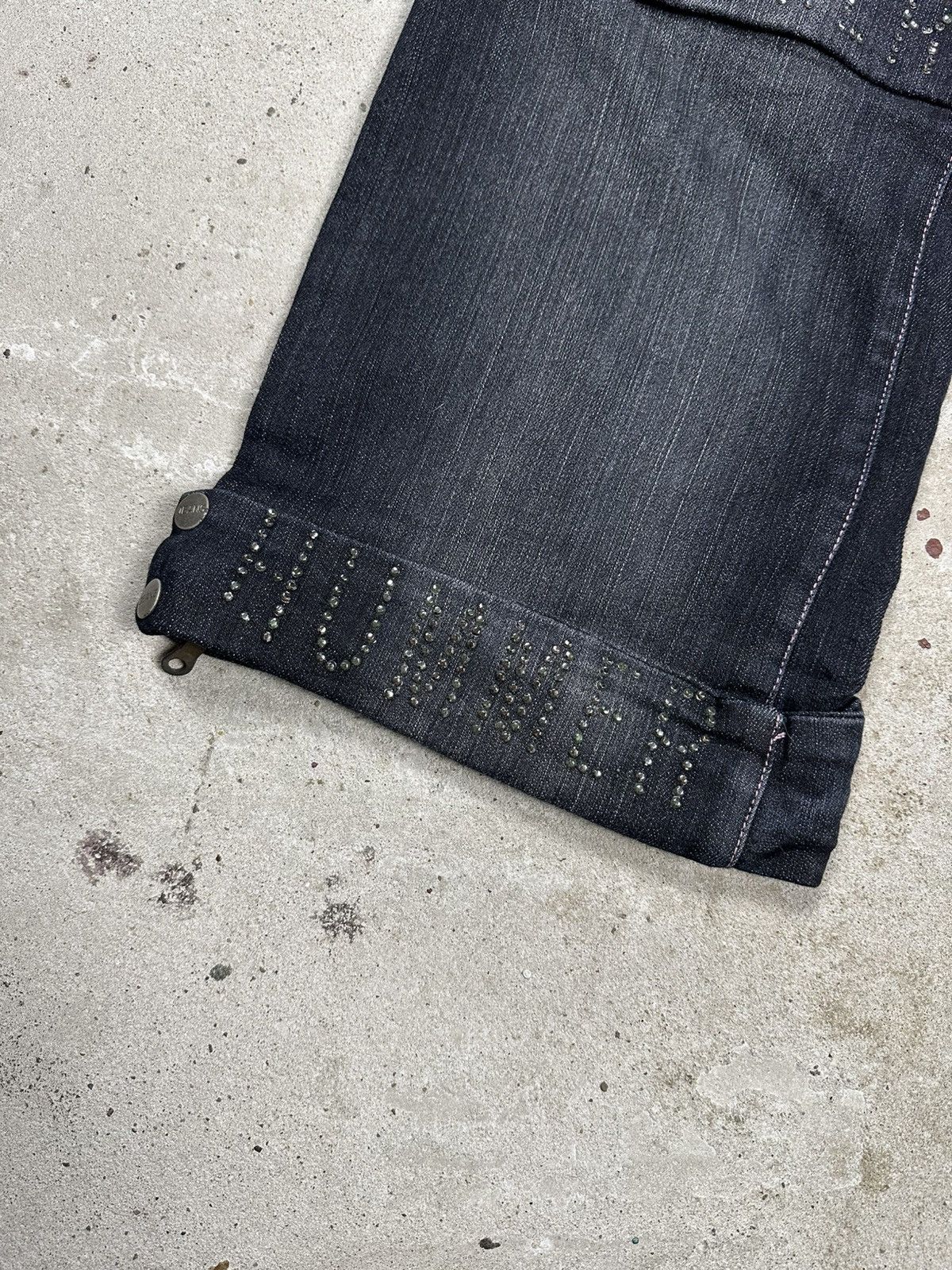 If Six Was Nine Vintage Y2K Baggy Rhinestones Jeans Denim Jorts Shorts Size US 34 / EU 50 - 4 Thumbnail