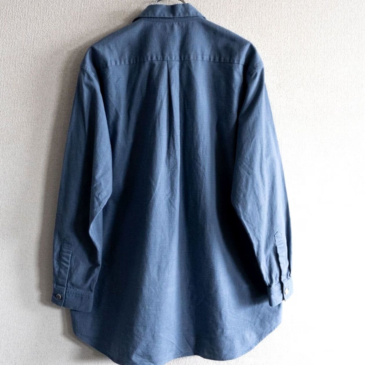 Yohji Yamamoto Y's for men 90's Vintage Yohji Yamamoto Open-collar Shirt One Size Blue Cotton Shirt Mens One Size Blue Cotton Size US M / EU 48-50 / 2 - 2 Thumbnail
