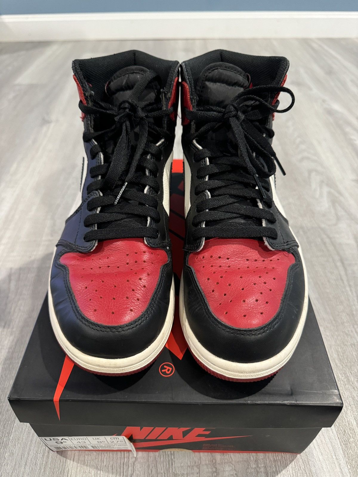 Jordan Brand × Nike Air Jordan 1 Retro High OG “Bred Toe” Size US 9.5 / EU 42-43 - 3 Thumbnail