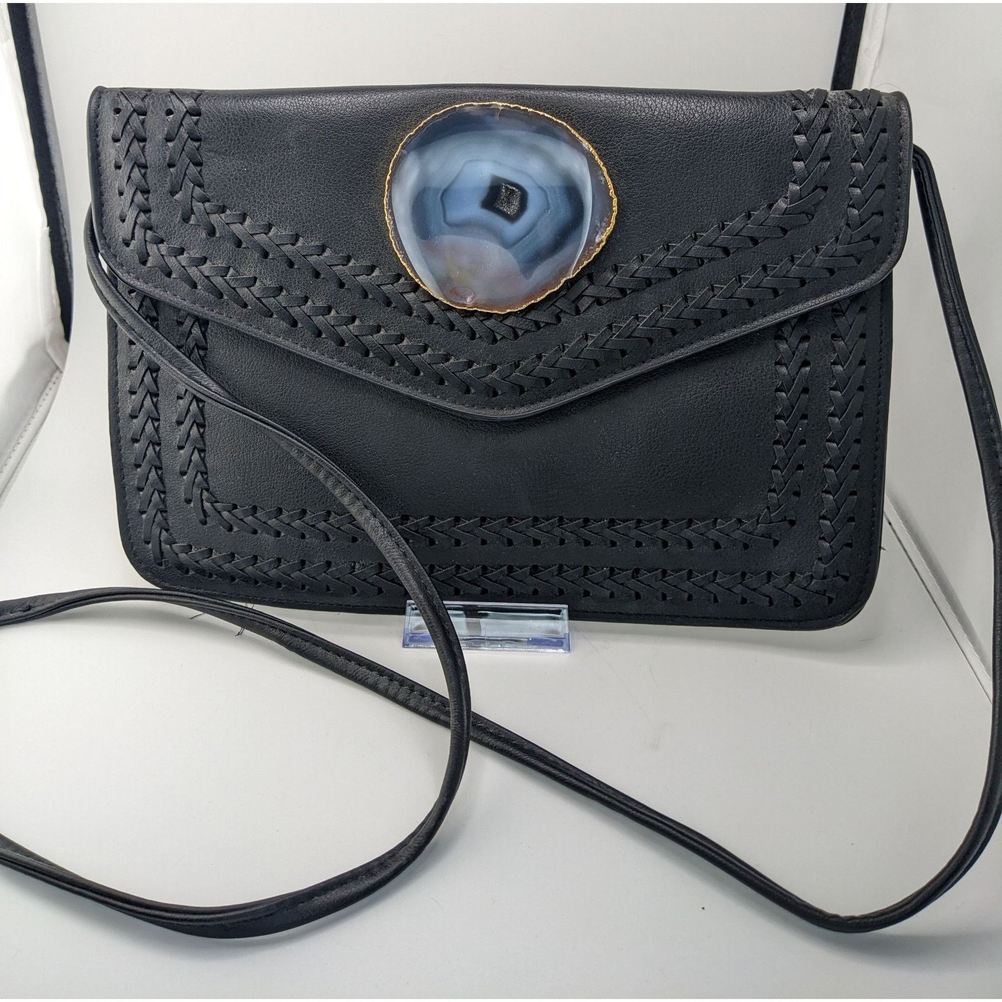Other Black Leather Bohemian Crossbody Bag With Handwoven Details Size ONE SIZE - 6 Thumbnail