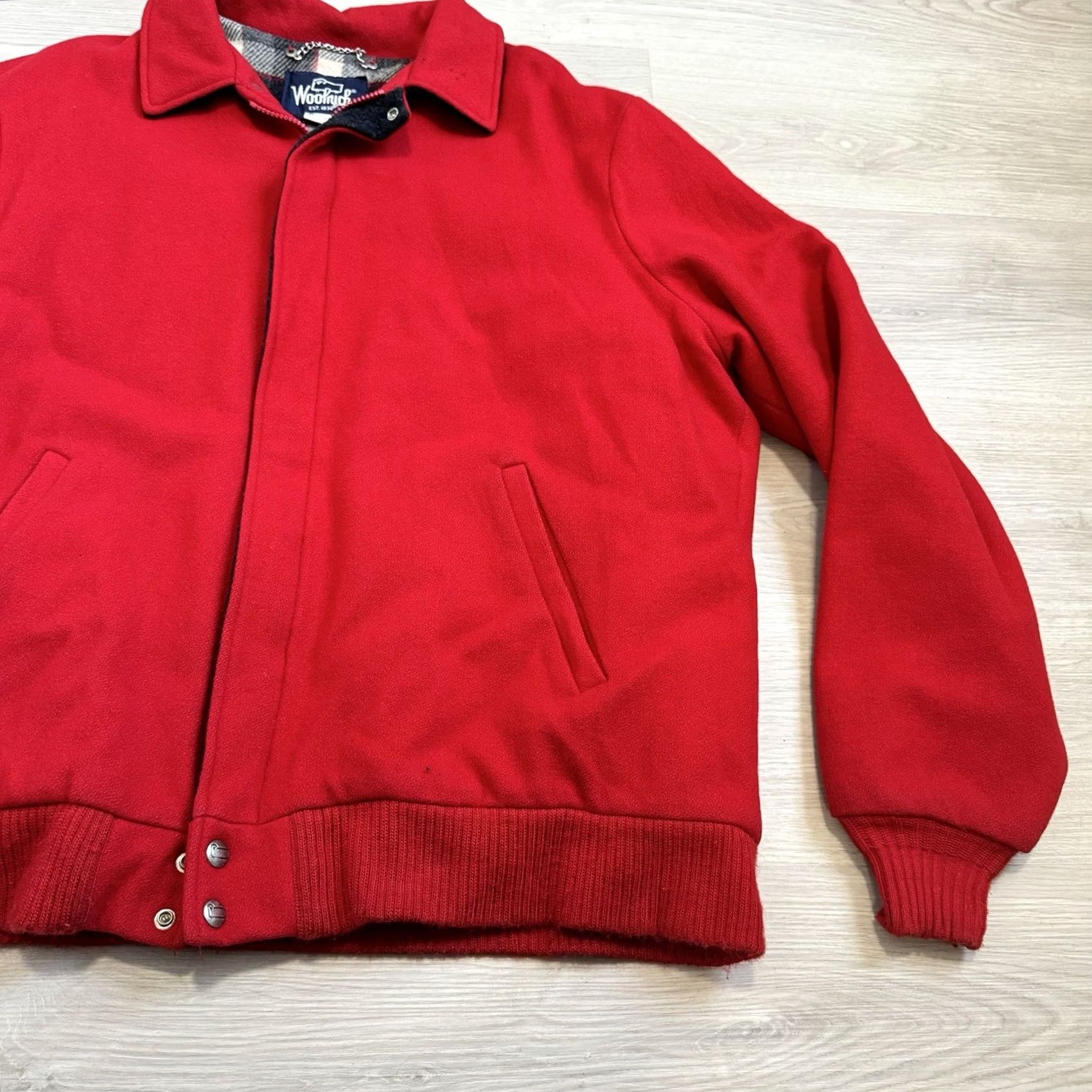 Vintage VINTAGE Woolrich Jacket Red Wool Plaid Lined Bomber Coat Union Made In USA XL Mens Bomber Jacket Size US XL / EU 56 / 4 - 4 Thumbnail