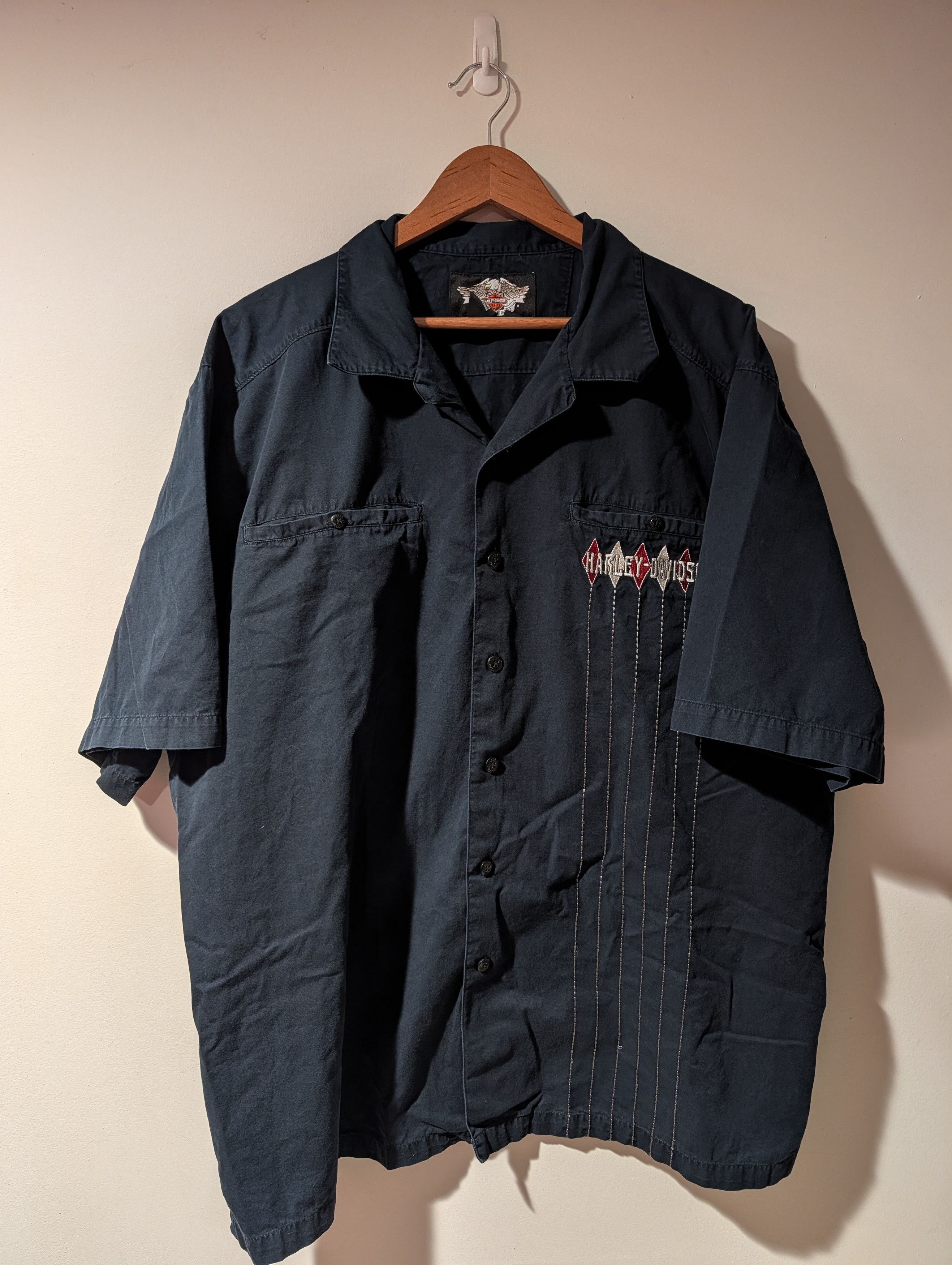 Harley Davidson Harley-Davidson Embroidered Diamond Bowling Button Up Shirt Size US XXL / EU 58 / 5 - 3 Thumbnail