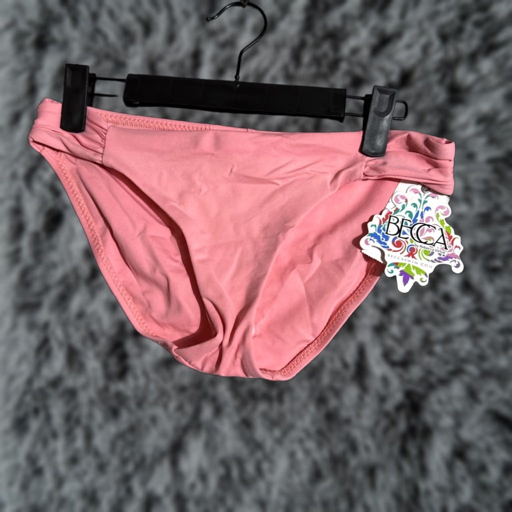 Vintage Becca Bikini Bottoms Womens Size S Chic Minimalist Retro Swimwear Y2K Style Pink Nylon Spandex Beach Women Bottoms Size 28" / US 6 / IT 42 - 1 Thumbnail