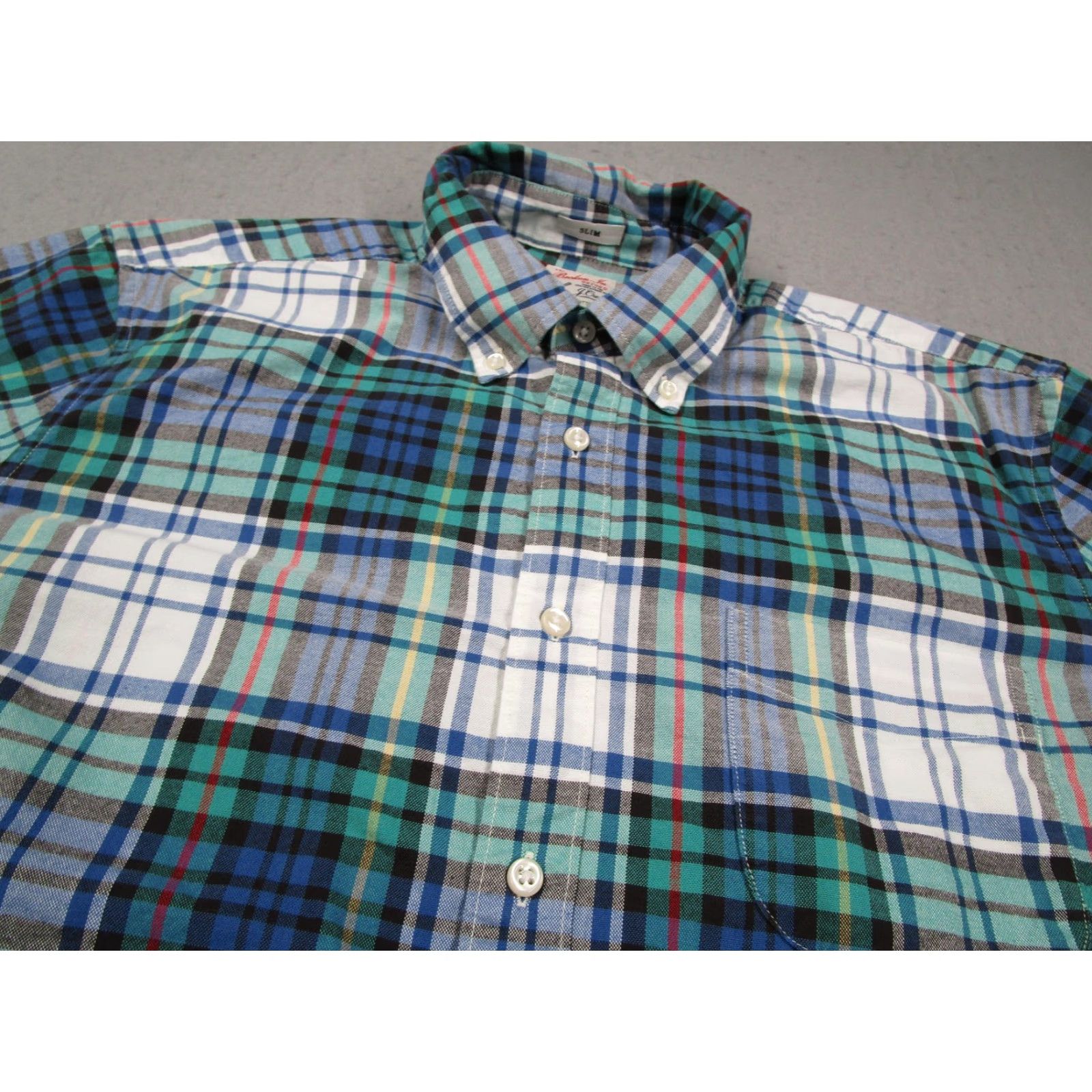 J.Crew J.Crew Shirt Mens Large Blue Green Plaid Oxford Slim Fit Button-Down Broken-In Mens Size US L / EU 52-54 / 3 - 2 Thumbnail