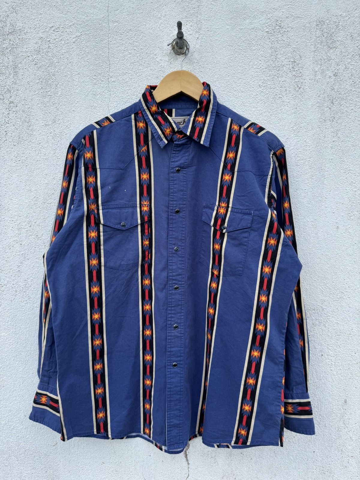 Wrangler Vintage 90s Wrangler Navajo Cowboy Button Up Shirt Size US L / EU 52-54 / 3 - 1 Thumbnail