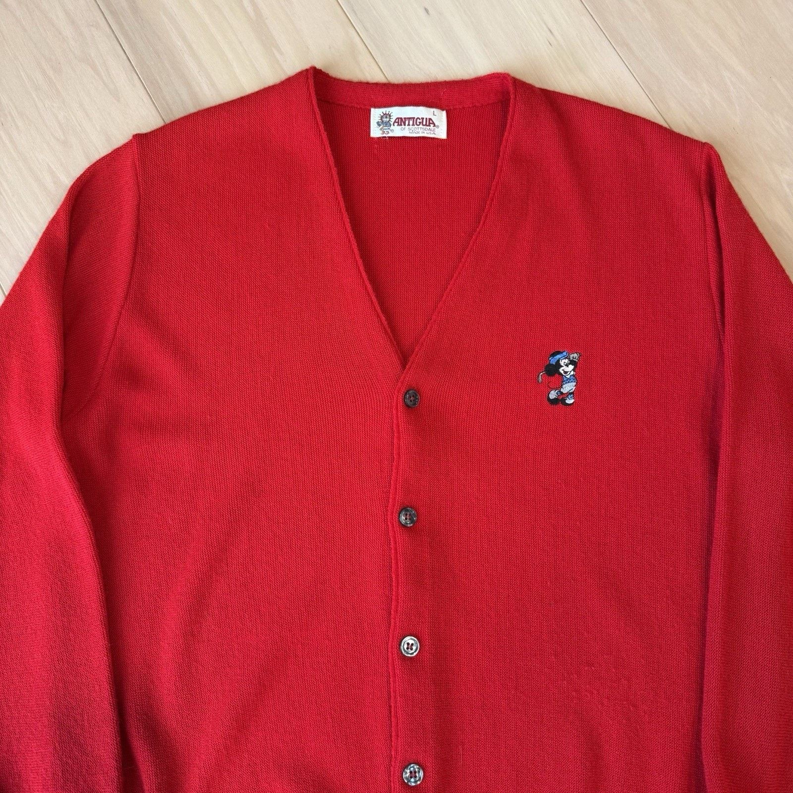 Disney Vintage Disney Mickey Mouse Cardigan L Red Acrylic Sweater Size US L / EU 52-54 / 3 - 4 Thumbnail
