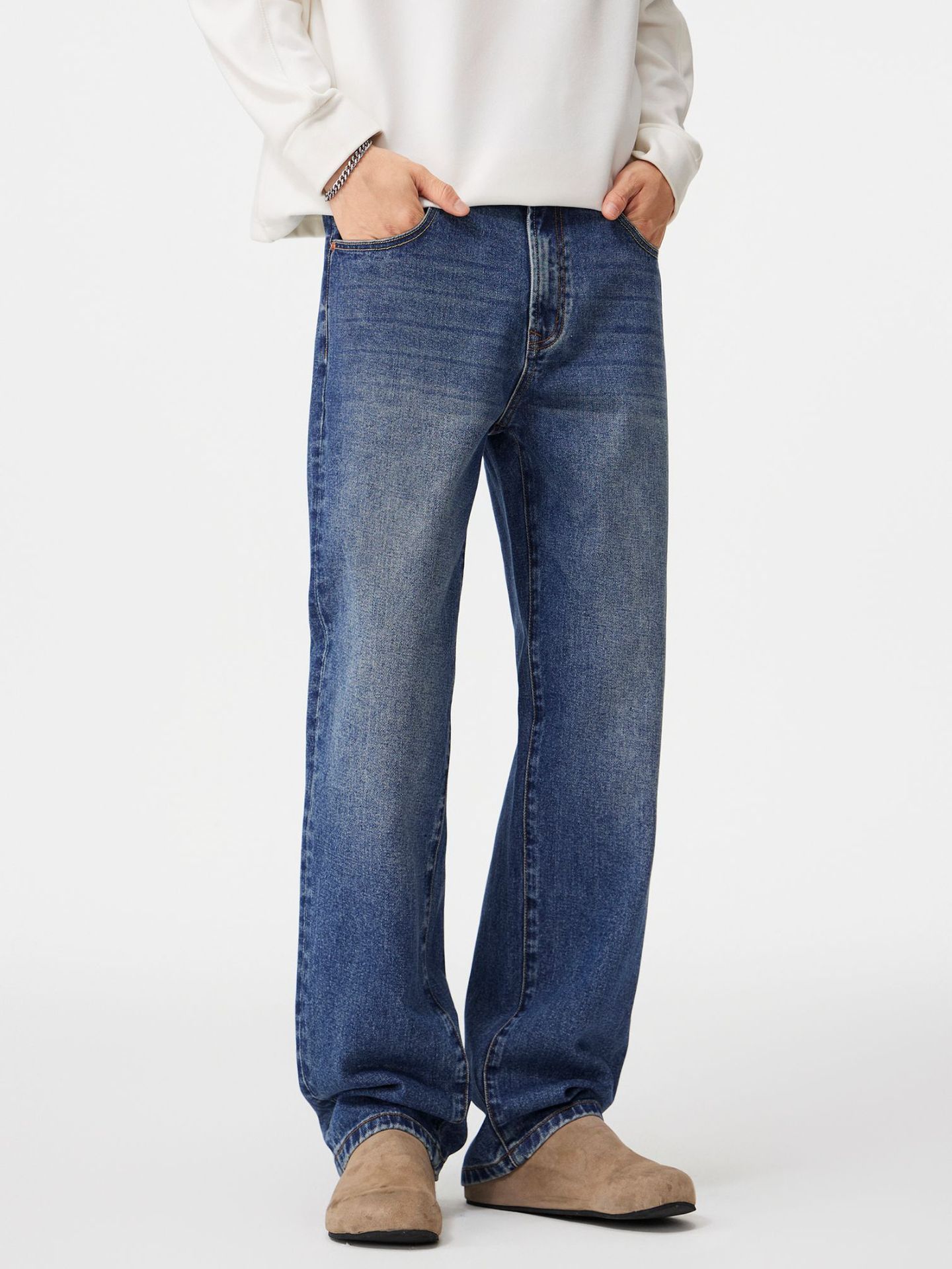 Japanese Brand Men's Retro Whiskered Washed Loose Straight Leg Jeans Size US 32 / EU 48 - 1 Thumbnail