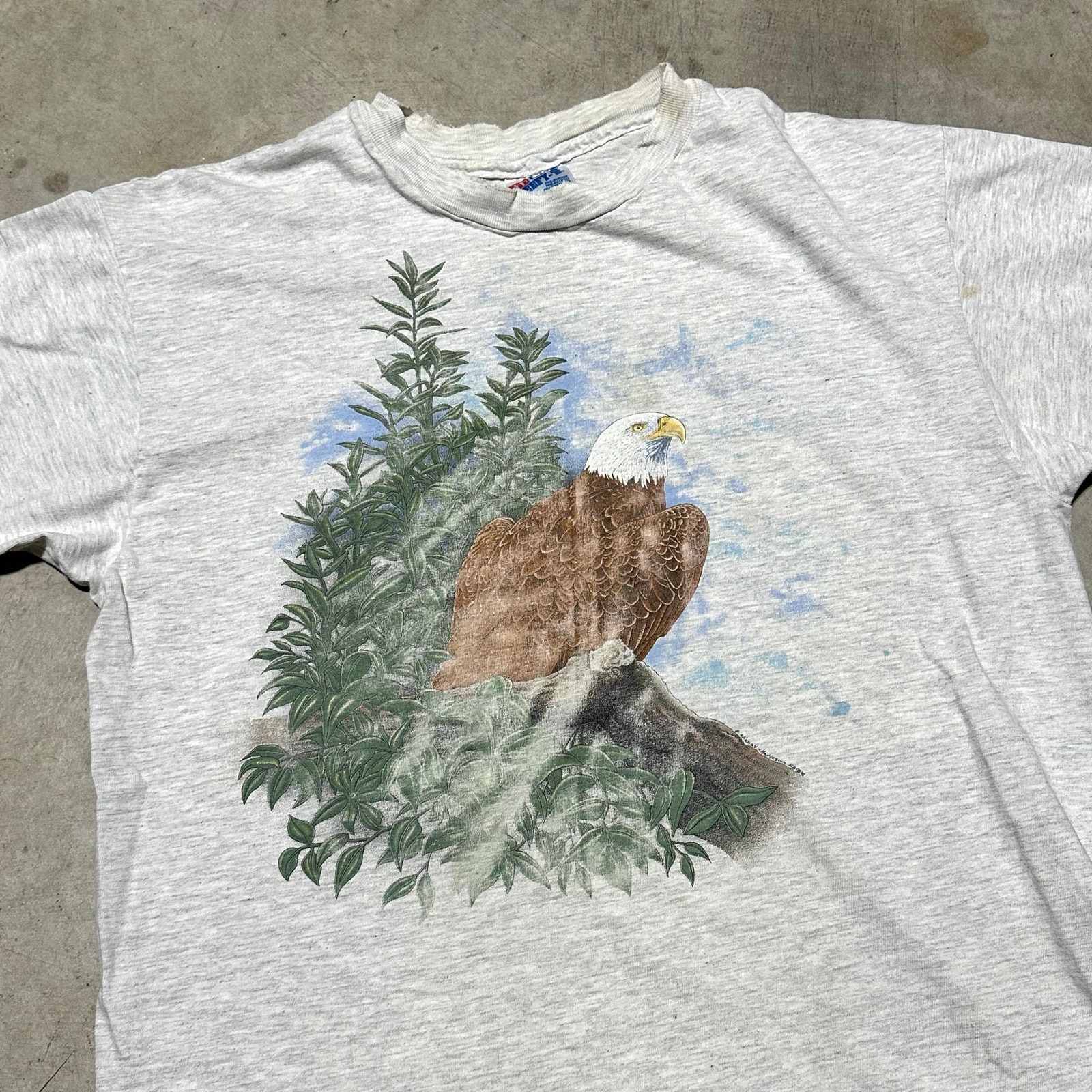 Hanes Vintage Bald Eagle Double Sided AOP Tee size Large in Men Size US L / EU 52-54 / 3 - 6 Thumbnail