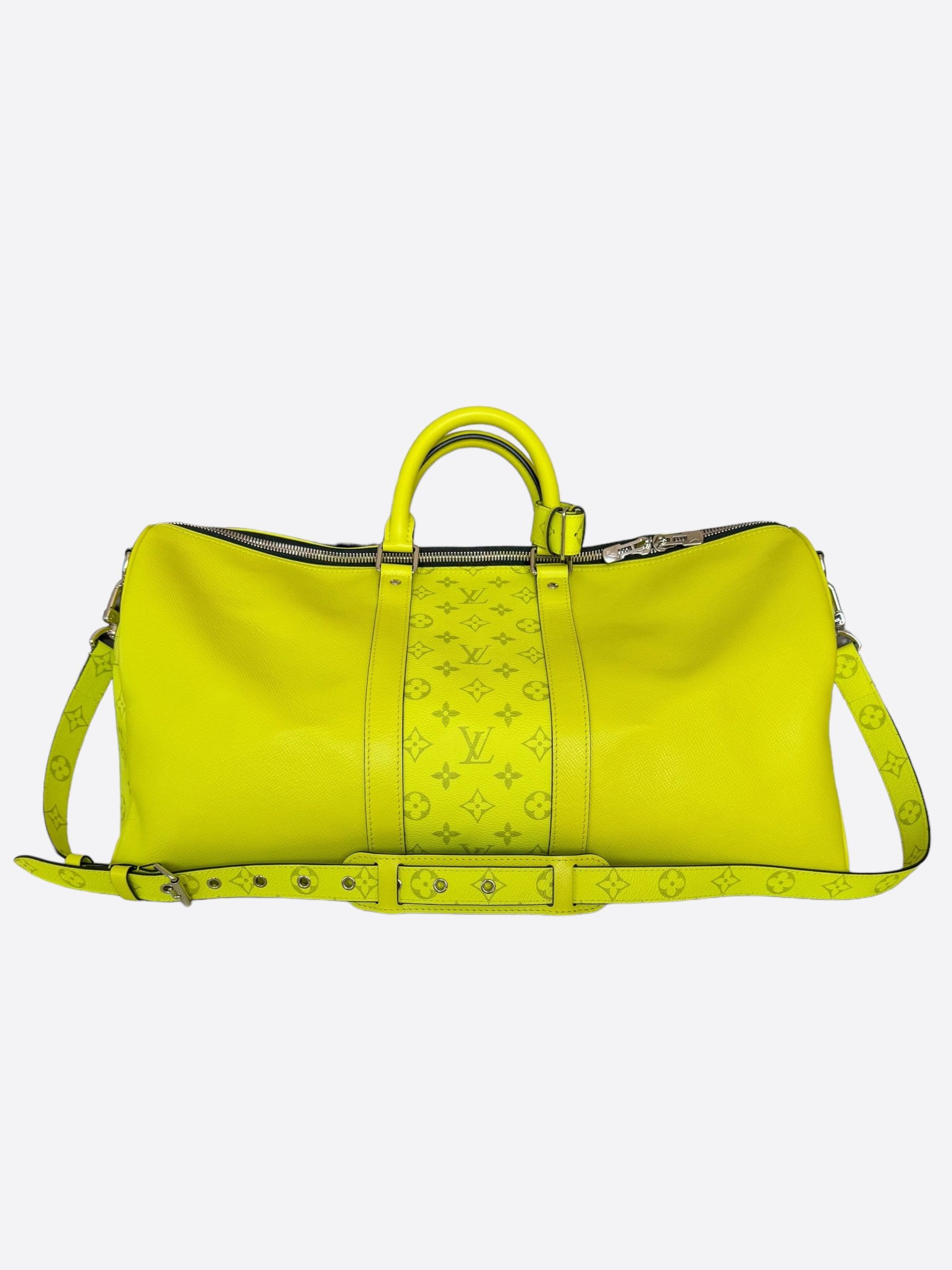 image of Louis Vuitton Yellow Taigarama Monogram Keepall 50, Men's