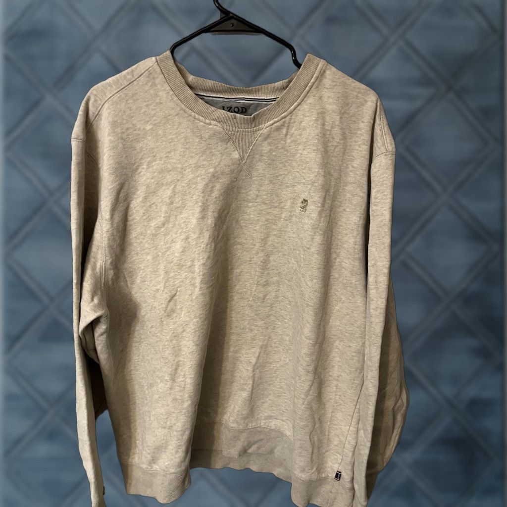 Izod Izod Sweatshirt Mens Long Sleeve Crewneck Pullover 2XL Beige Size US XXL / EU 58 / 5 - 1 Thumbnail