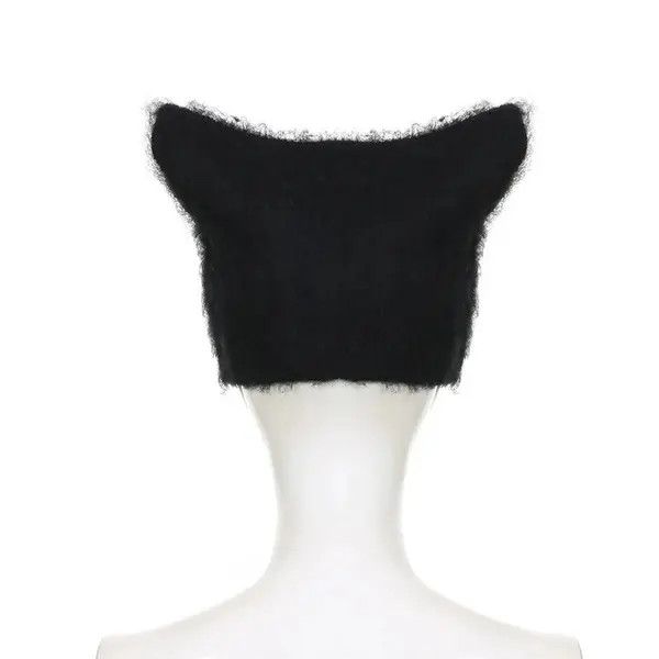 Japanese Brand Kin Kawaii Knitted Star Pattern Cat Ear Beanies Hat Size ONE SIZE - 6 Thumbnail