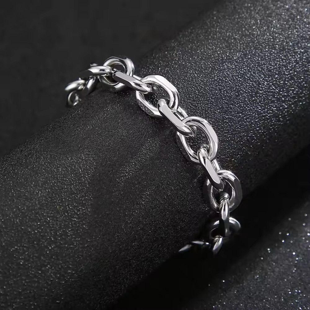 Jewelry 7 mm width + 19 cm Chunky Thick Link Chain Bracelet Size ONE SIZE - 4 Thumbnail