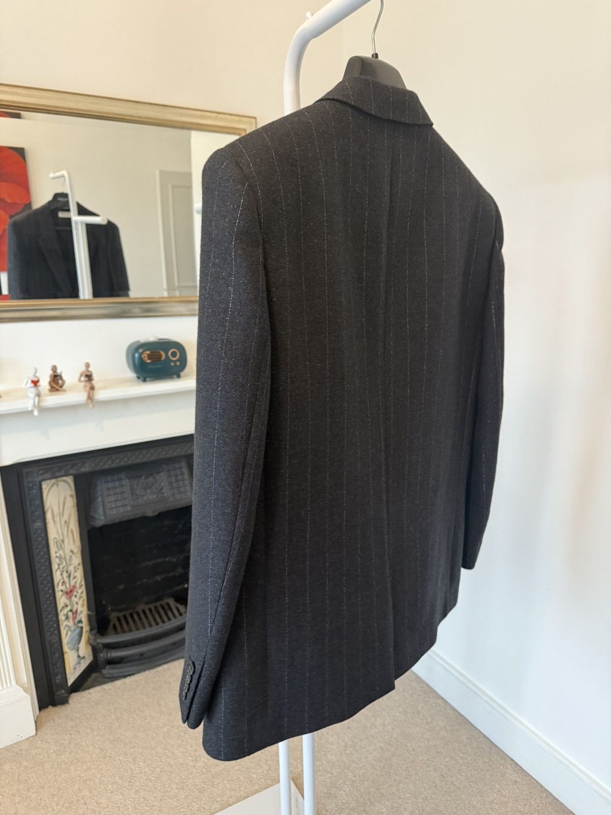 Saint Laurent Paris FW22 Saint Laurent Dark Grey Pinstriped Blazer Jacket Size 54R - 6 Thumbnail