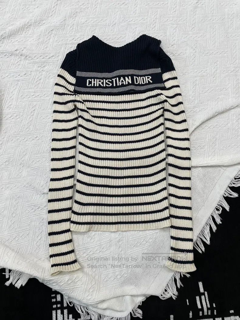 Dior Dior Navy collar striped knitted long sleeves Size XS / US 0-2 / IT 36-38 - 3 Thumbnail