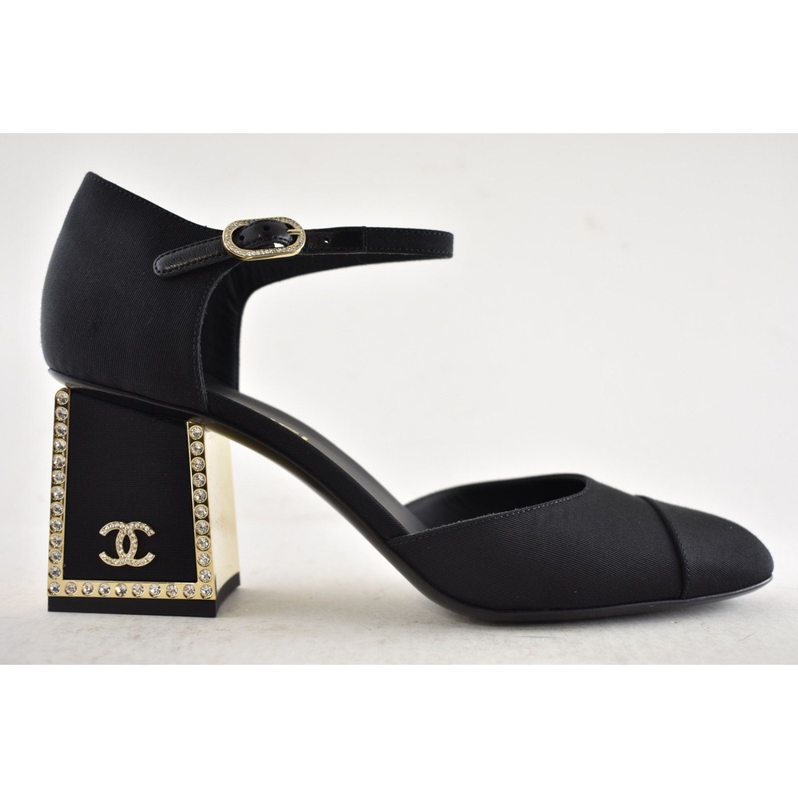 Chanel Chanel Black Crystal CC Gold Mary Jane Block Heel Pumps 40 Size US 10 / IT 40 - 2 Thumbnail