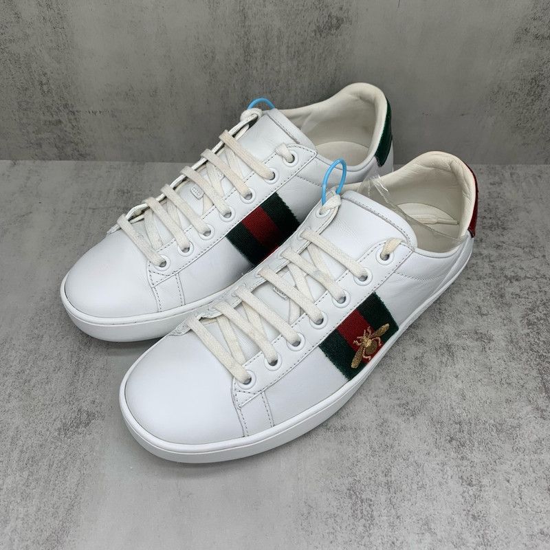 Gucci Gucci White Ace Sneakers with Green Red Stripe 0079 Size US 5 / IT 35 - 1 Thumbnail