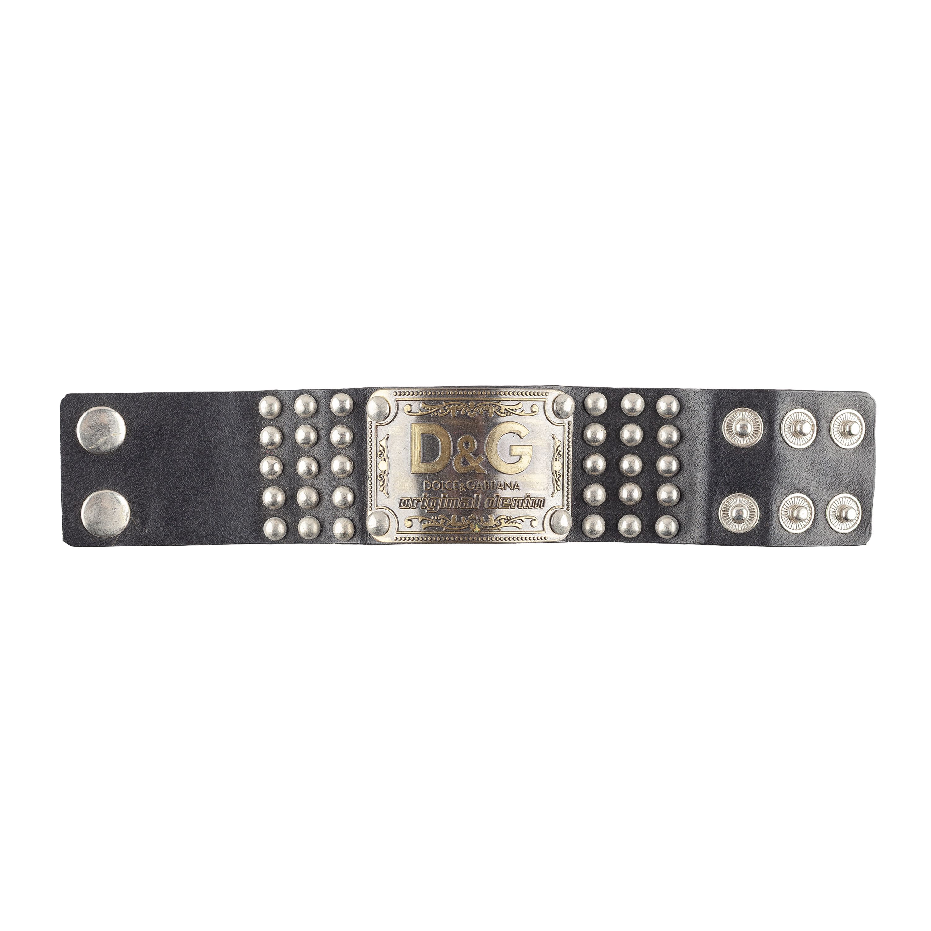 Dolce & Gabbana Dolce & Gabbana Vintage Studded Black Leather Bracelet Size ONE SIZE - 1 Thumbnail
