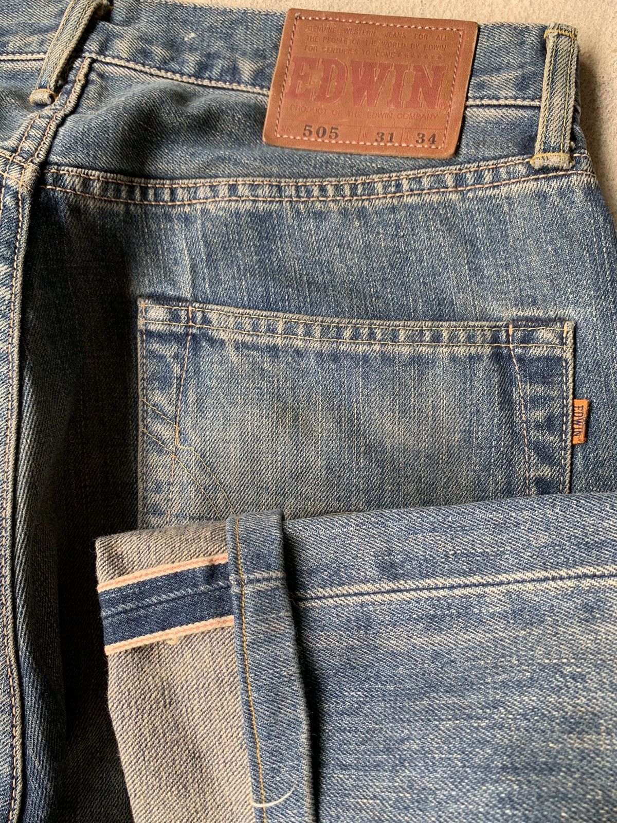 Edwin × Vintage Edwin 505 Redline Selvedge Distressed Denim Size US 31 - 3 Thumbnail