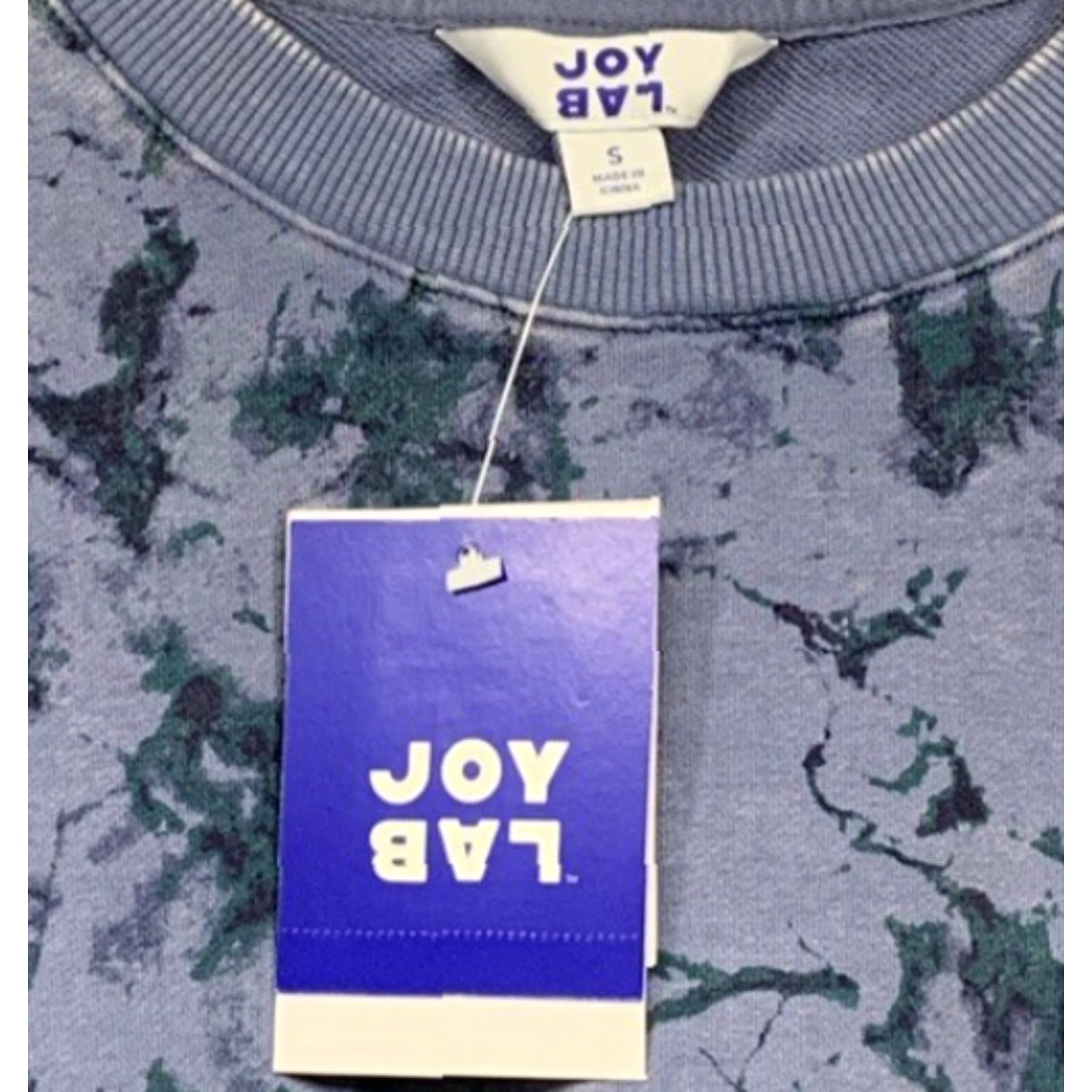Vintage Joy Lab Women’s Sweatshirt Marble Blue Cropped Size Small Pullover Crew Neck Activewear NWT Size S / US 4 / IT 40 - 7 Thumbnail