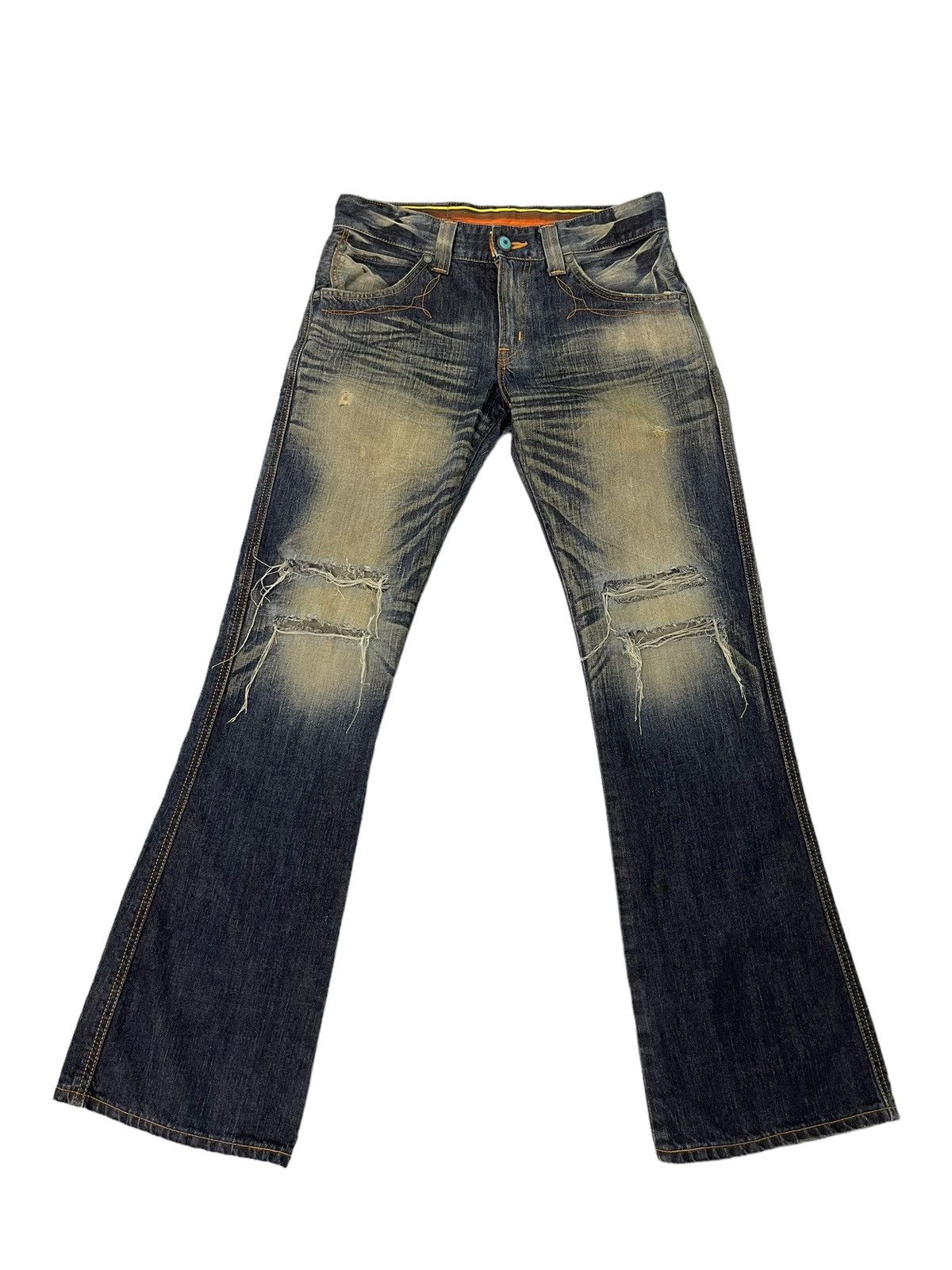 Edwin Flare Jeans Edwin Japan Mud Wash Distress Boot Cut 7🟦8 Size US 32 / EU 48 - 2 Thumbnail