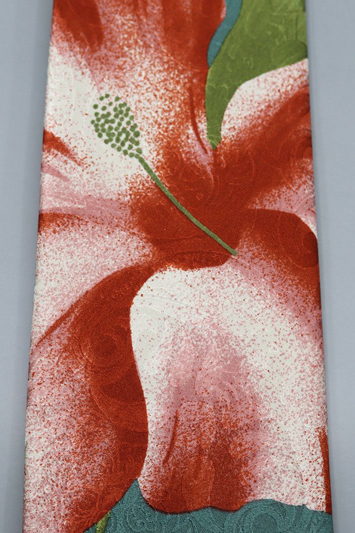 Other Gino Pilato Vintage Silk Tie with Bold Red Lily Floral Print Size ONE SIZE - 5 Thumbnail