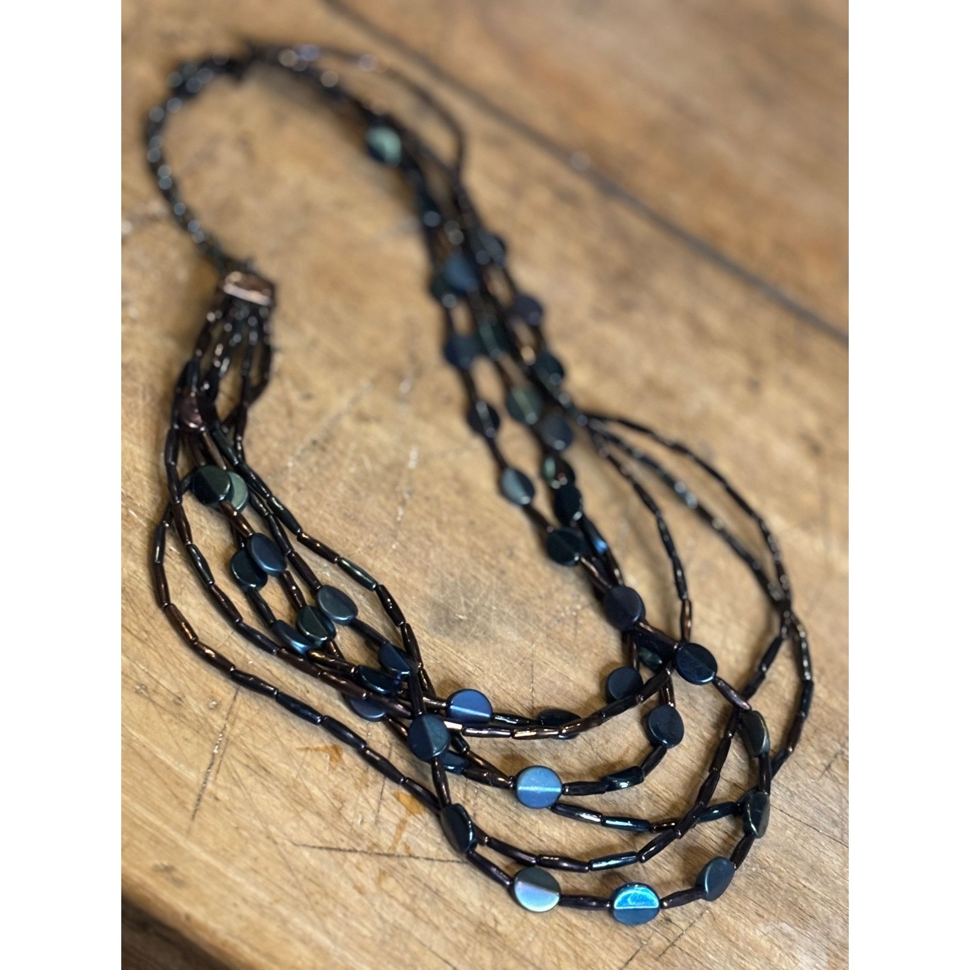 Chicos Chicos Black & Bronze Multi-Strand Beaded Necklace With Adju Size ONE SIZE - 1 Thumbnail
