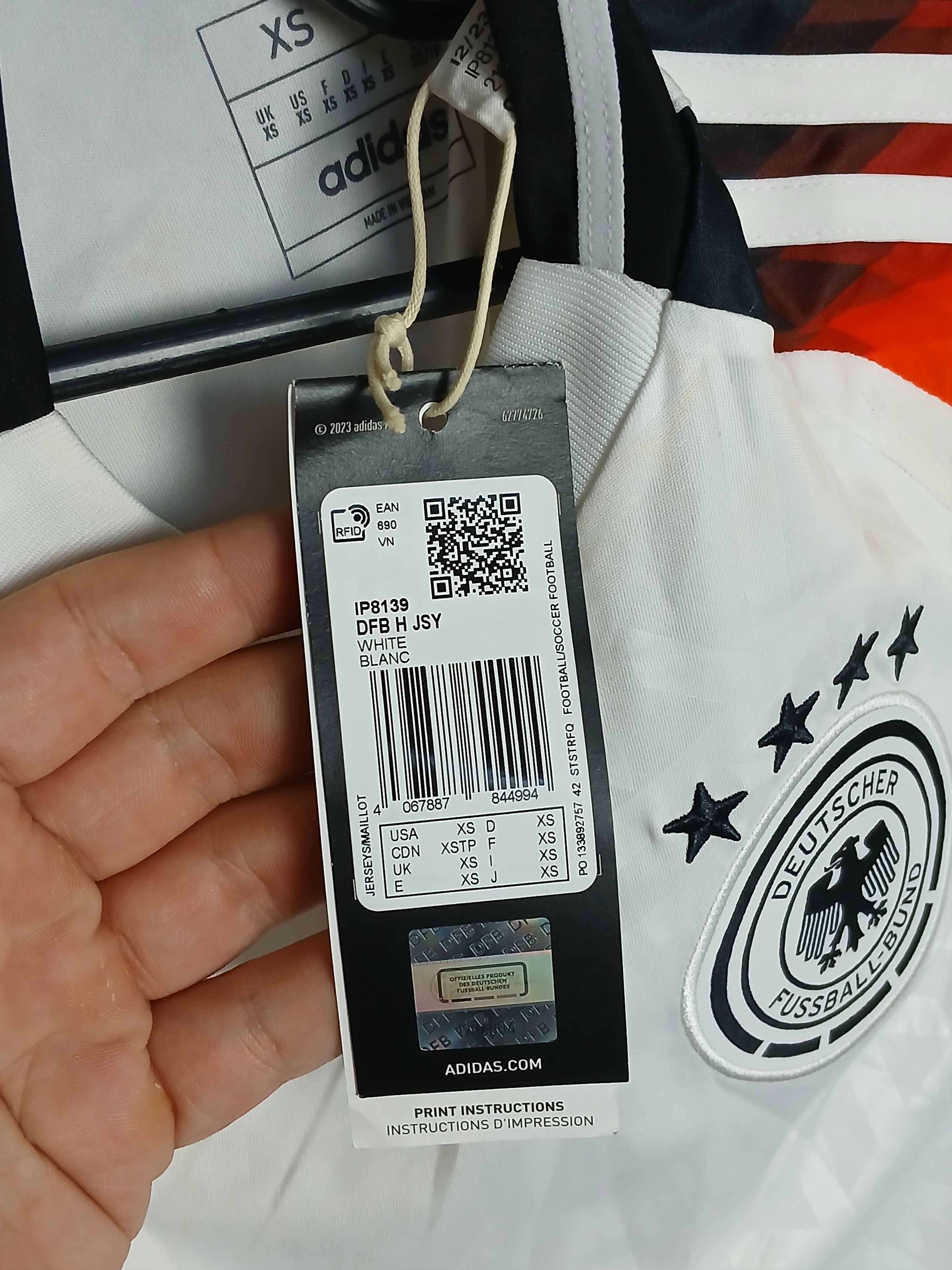 Adidas New Germany National Football Team 2024 Home Jersey Size US XS / EU 42 / 0 - 16 Thumbnail