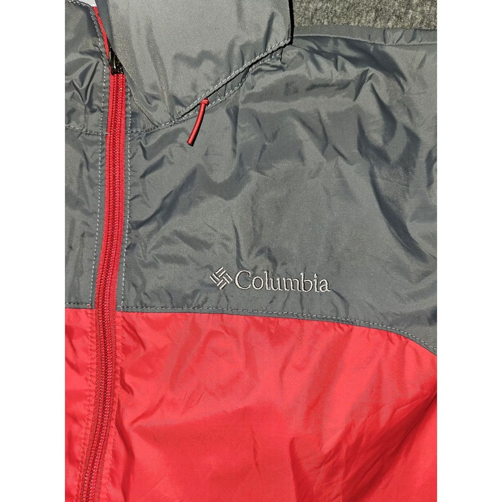 Vintage Columbia Jacket Mens Medium Red Gray Hooded Windbreaker Full Zip Outdoors Coat Size US M / EU 48-50 / 2 - 6 Thumbnail