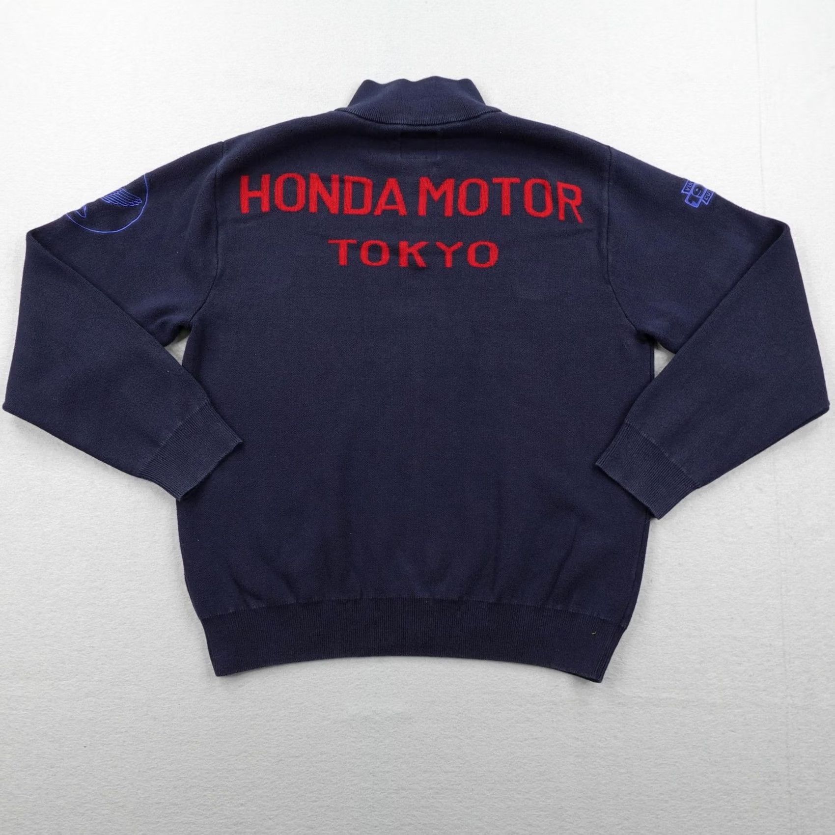 Honda VINTAGE Honda Culture Sweater Mens Large Blue 1/4 Zip Patrick Calello Tokyo Knit Size US L / EU 52-54 / 3 - 6 Thumbnail