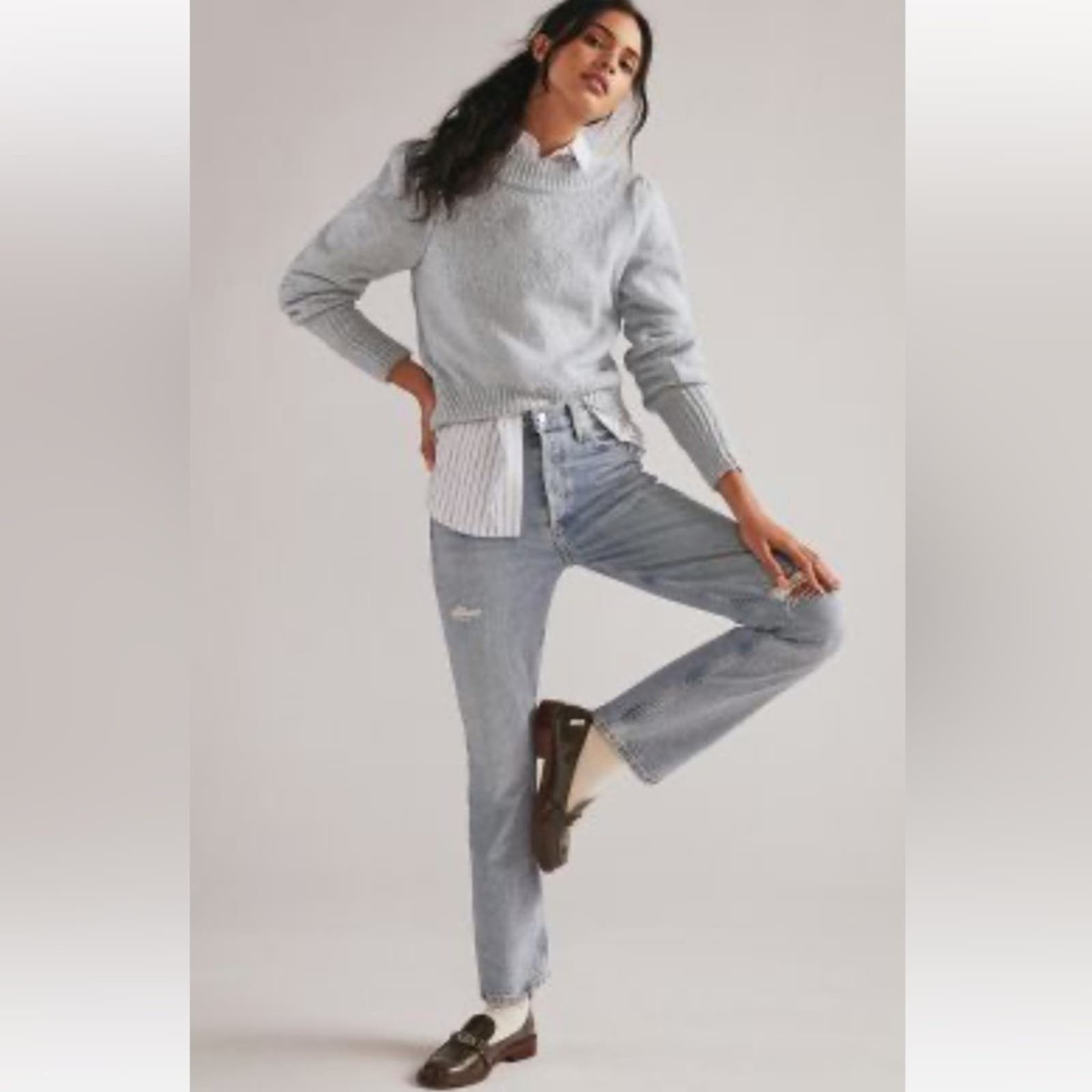 image of Citizens Of Humanity High Rise Vintage Slim Distressed Jeans in Blue, Women's (Size 32)