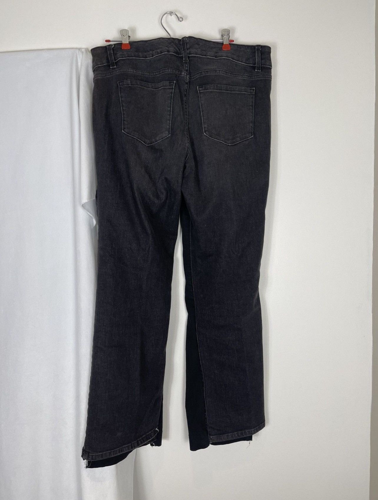 Chorley × Handmade × Vintage Upcycled deconstructed hybrid 2 tone baggy denim heel bite Size US 34 / EU 50 - 3 Thumbnail