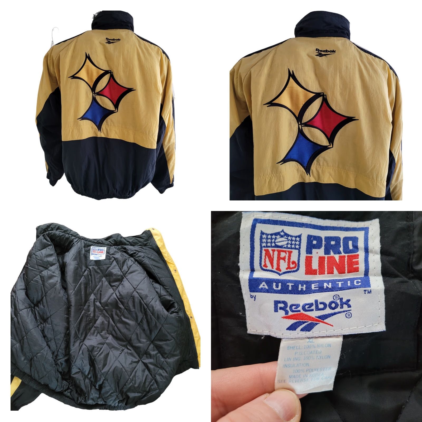 Reebok VINTAGE Reebok Steelers NFL Padded Jacket Sz XL Size US XL / EU 56 / 4 - 8 Thumbnail