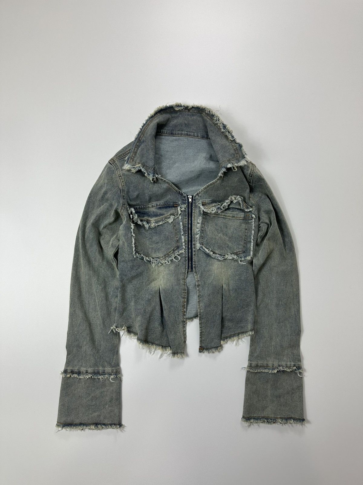 Japanese Brand Cropped Denim Jacket Women's Y2K Fit Zip Size M / US 6-8 / IT 42-44 - 1 Thumbnail